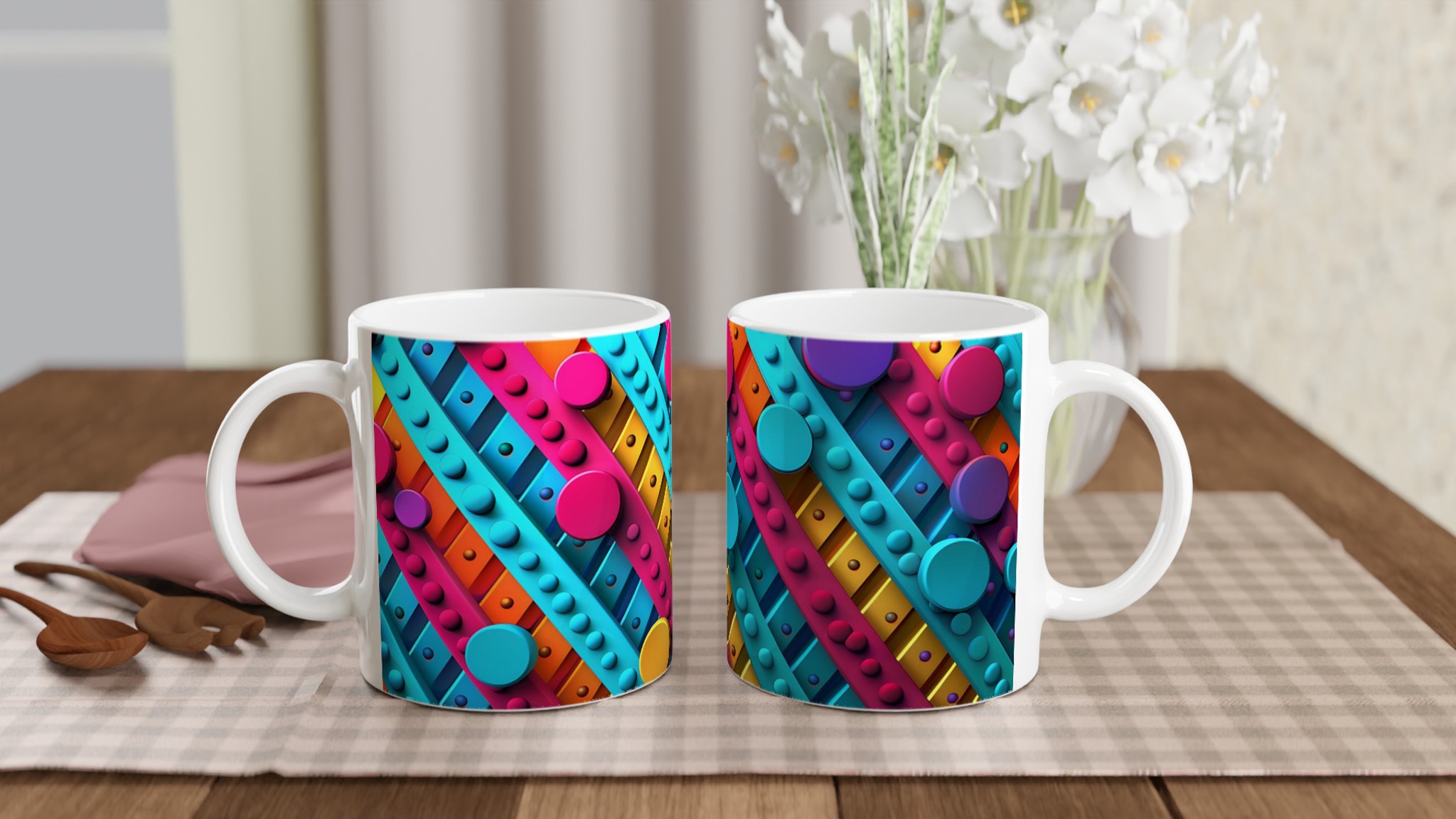 Mångfärgad Pop Art Keramikmugg – 11 oz kaffemugg med dynamisk design i ditt val av sju livfulla färger 10 f1e345b3-3146-420f-be0d-8d7d0760630e