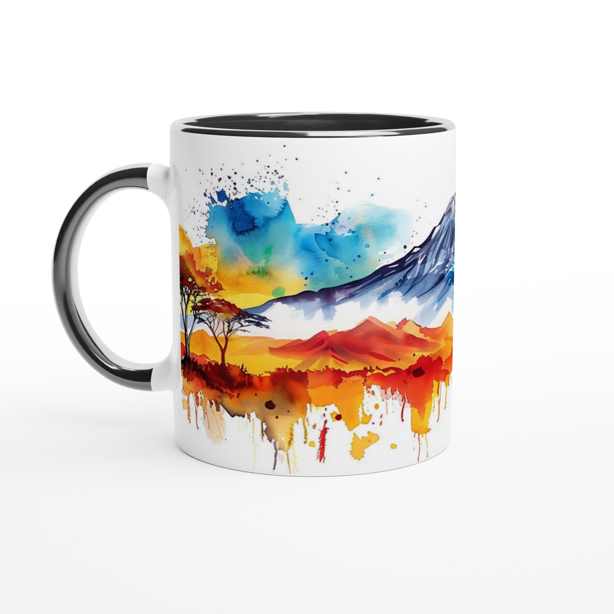 Akvarell Berg & Solnedgång Kaffemugg – Färgsprakande 11oz Keramikmugg i ditt val av 7 nyanser 4 f1efb4dc-c230-406d-9bc2-0aa60c76e08e