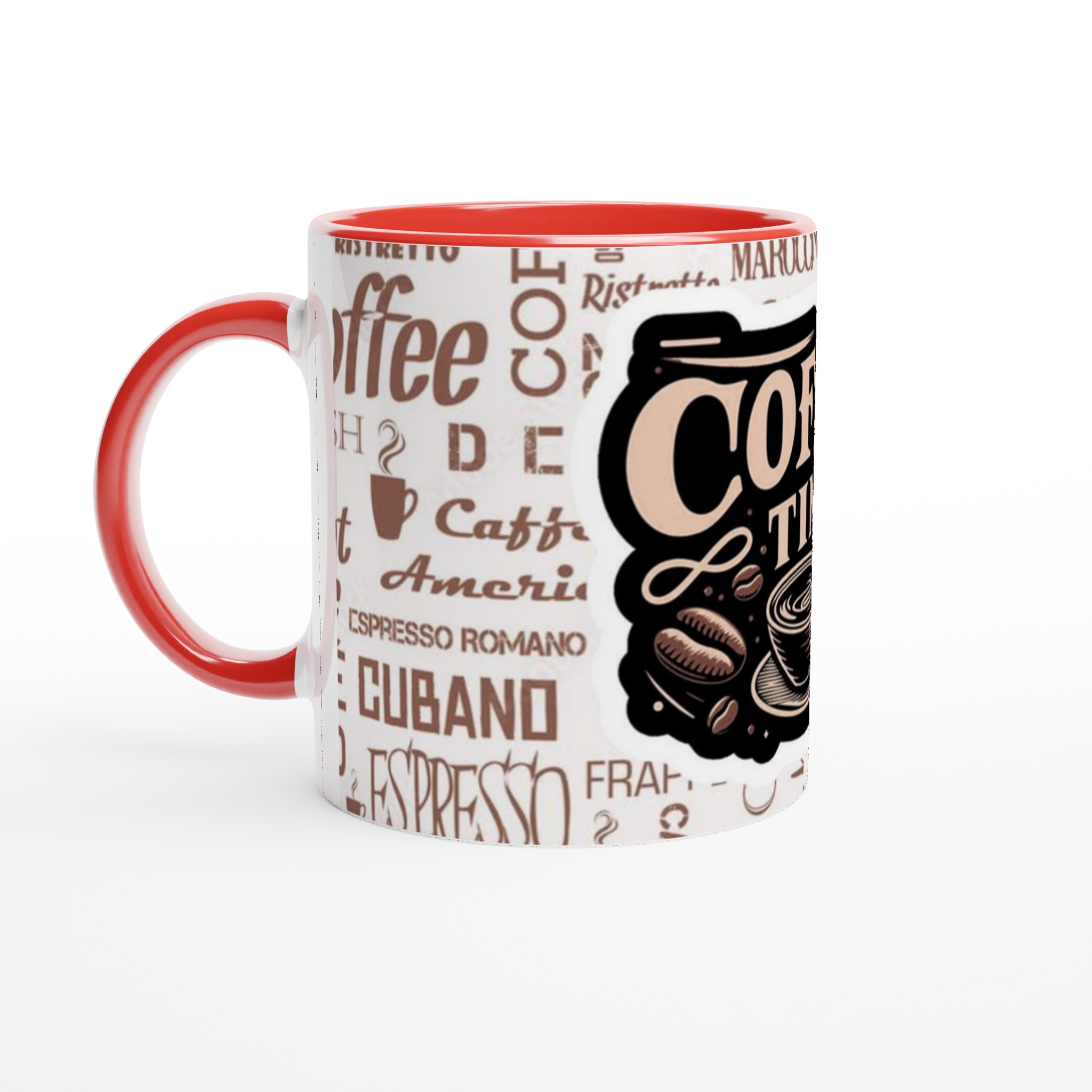 Vit 11oz keramisk mugg med ”Coffee Time”-design i tidlöst kaffeinspirerat uttryck 5 f2061229-b951-4f1d-aaf3-ef088ebbd129