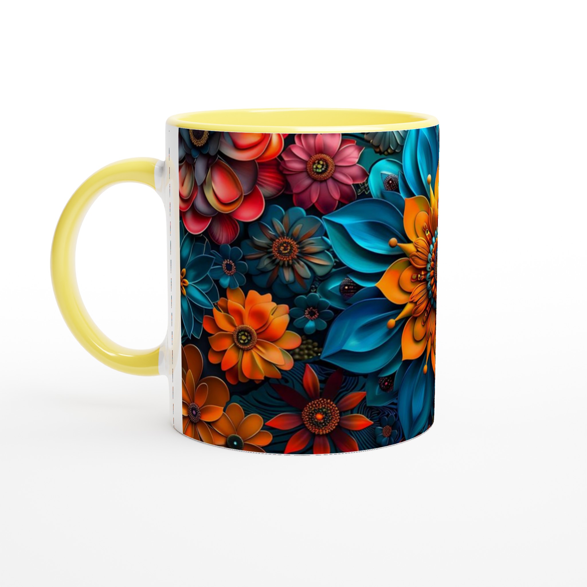 Mångfärgad blommig keramikmugg – 11 oz premiummugg i ditt val av sju livfulla färger 3 f2284f83-f452-48e5-9bf8-f9ca1019c724