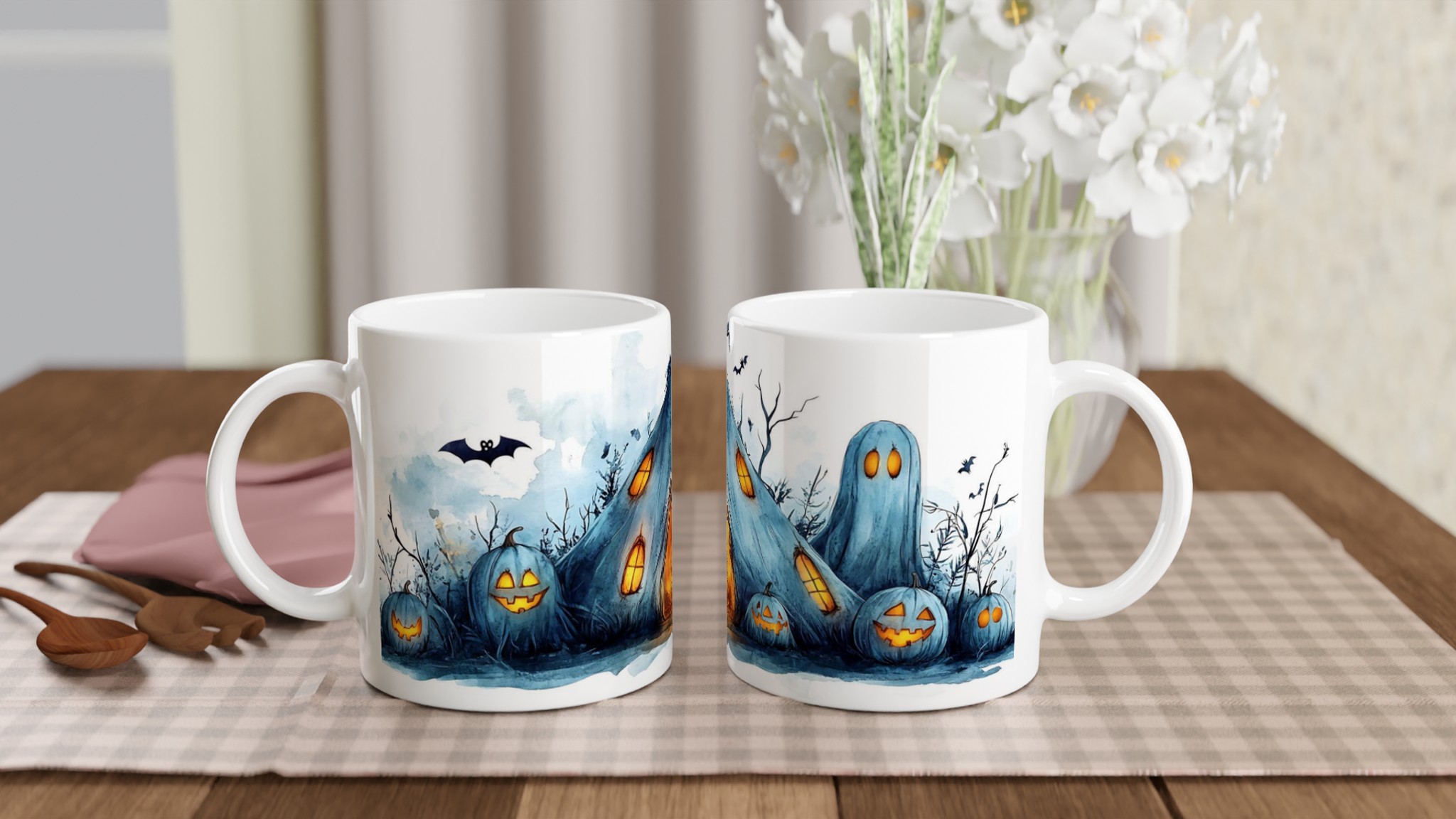 Spooky Halloween Camp Watercolor Mugg - 11oz Keramisk Mugg för Mysiga Höstkvällar 10 f251174f-f6bb-4487-8775-bad9808a26d5