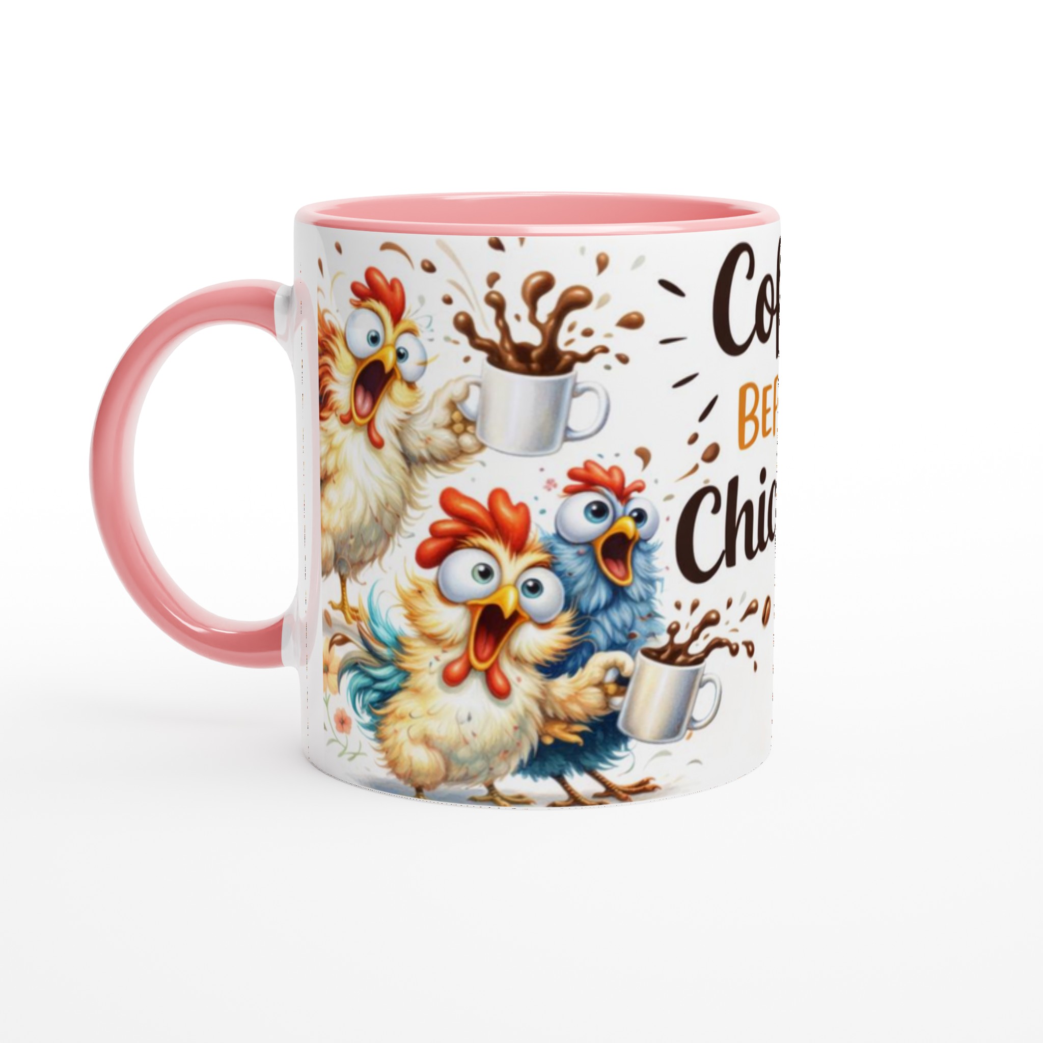 Vit 11oz keramisk mugg med livfullt kaffekycklingmotiv i flera färger 6 f28b7770-1650-4353-b129-7c1bd52c8398