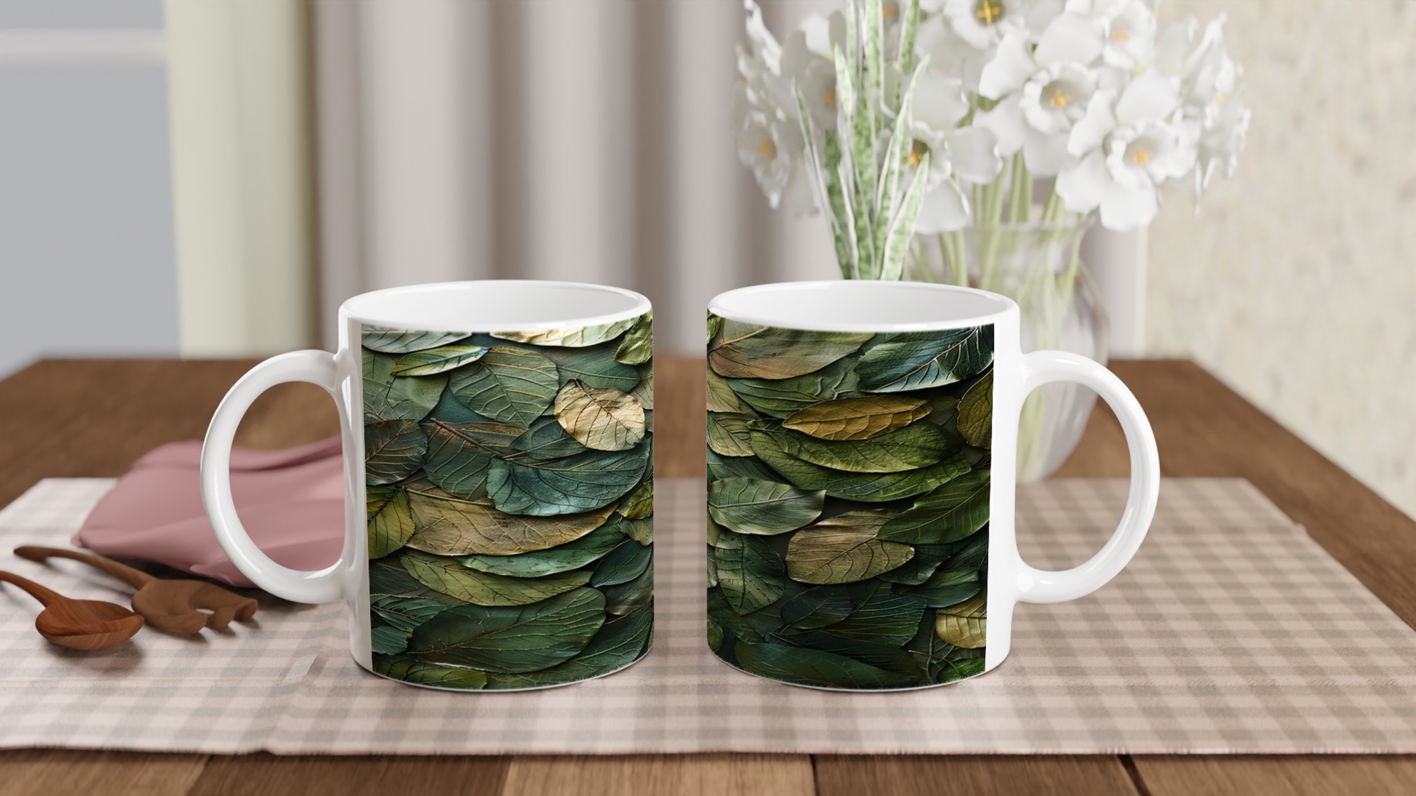 Naturnära Keramisk Mugg 11oz – Skogsgröna Lövdesign i Valfri Färg 10 f2e1f6d4-4bad-4e61-aa11-d377978b5dac