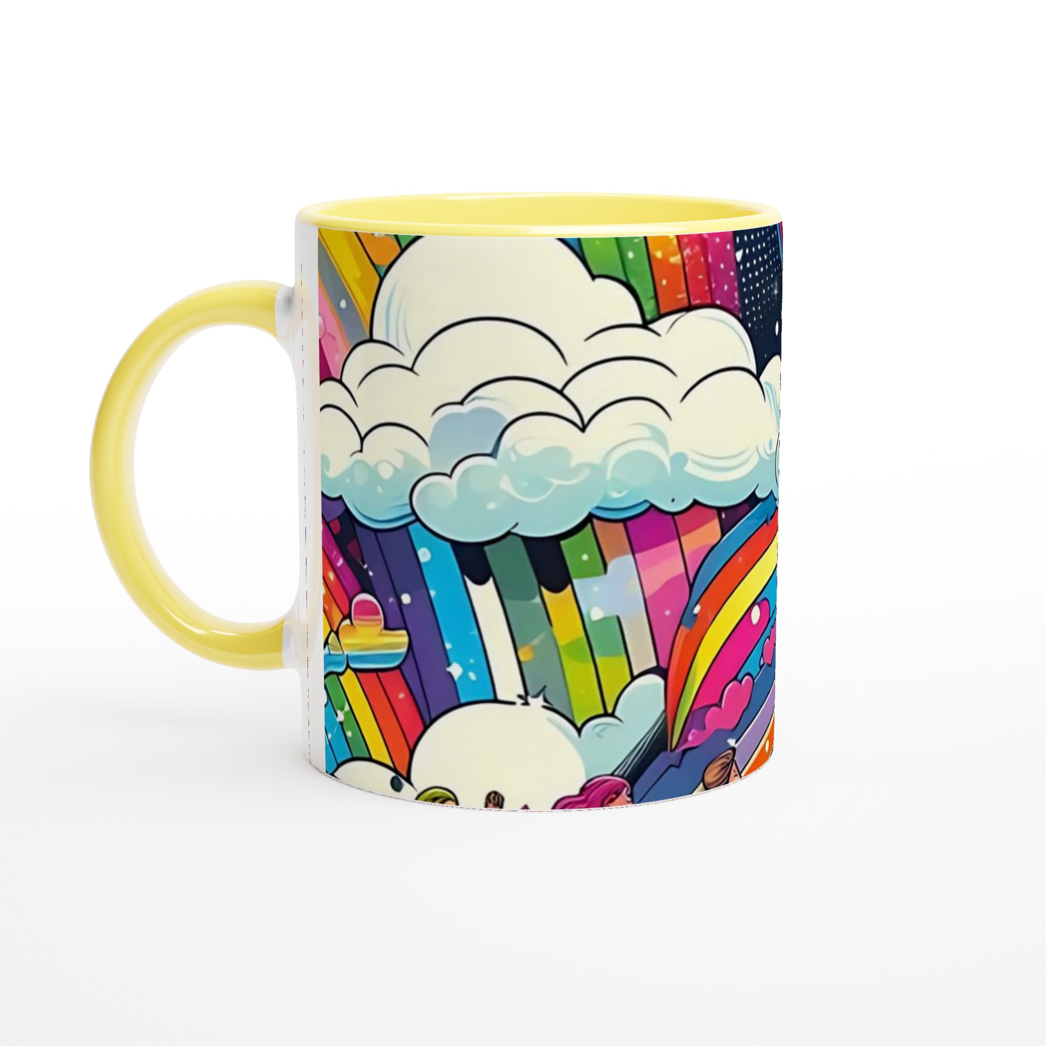 Färgstark 11oz keramisk mugg med regnbågsinspirerat motiv i flera keramfärger 3 f2f24351-3857-4ce3-a8e0-af88f4297645