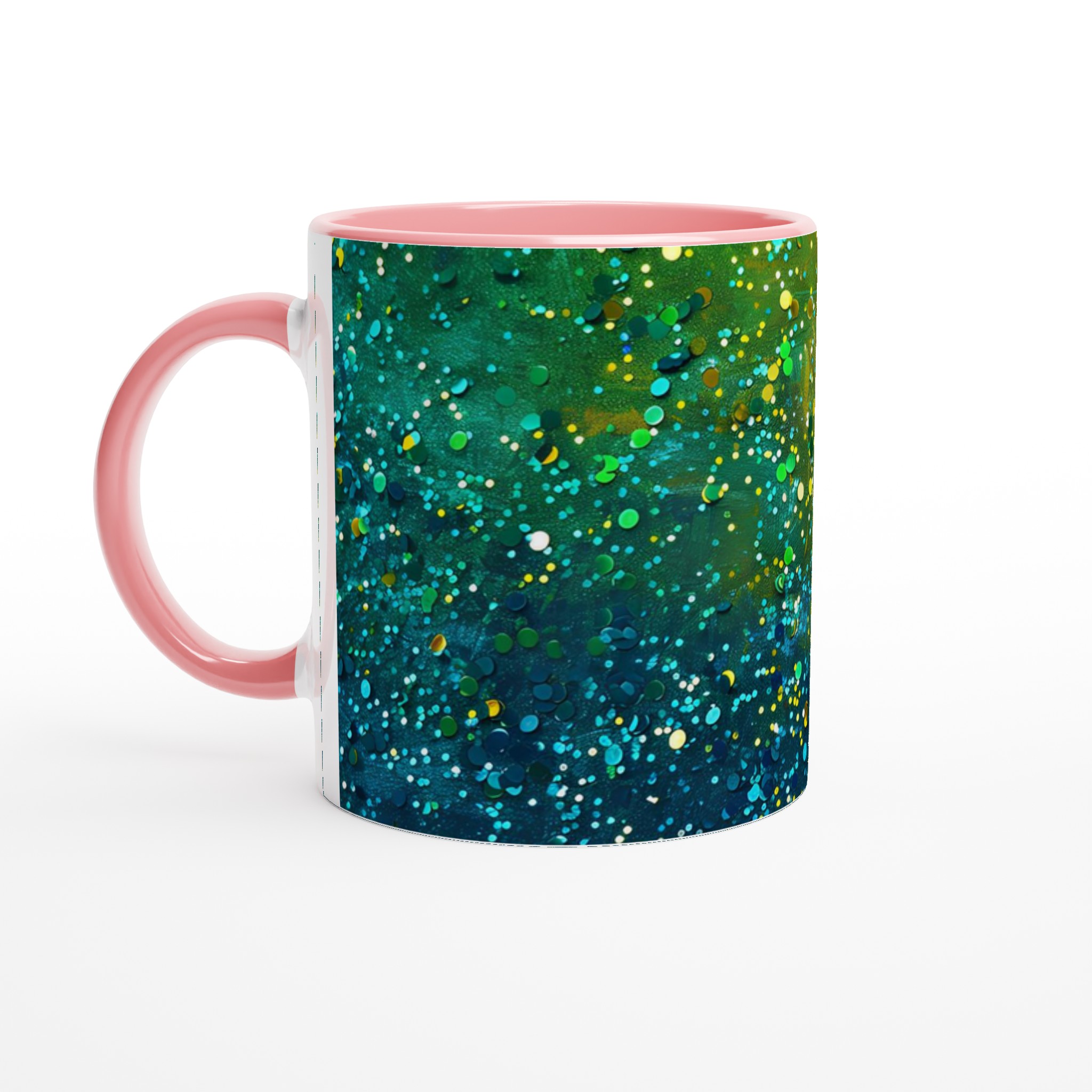 Vit 11oz keramisk mugg med glittrande festmotiv – välj bland sju färgstarka keramiknyanser 6 f308d704-5c0f-47b3-a6dd-ef5c2dcc9faa