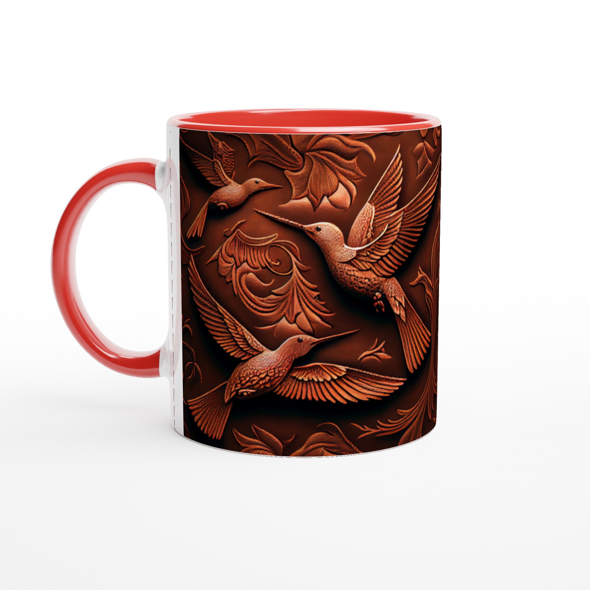 Elegant Ceramic Mug with Intricate Copper-Toned Hummingbird Relief – 11oz in Your Choice of Seven Vibrant Colors 5 f31f3a7d-6aff-414e-b98d-ebea6b6b1656