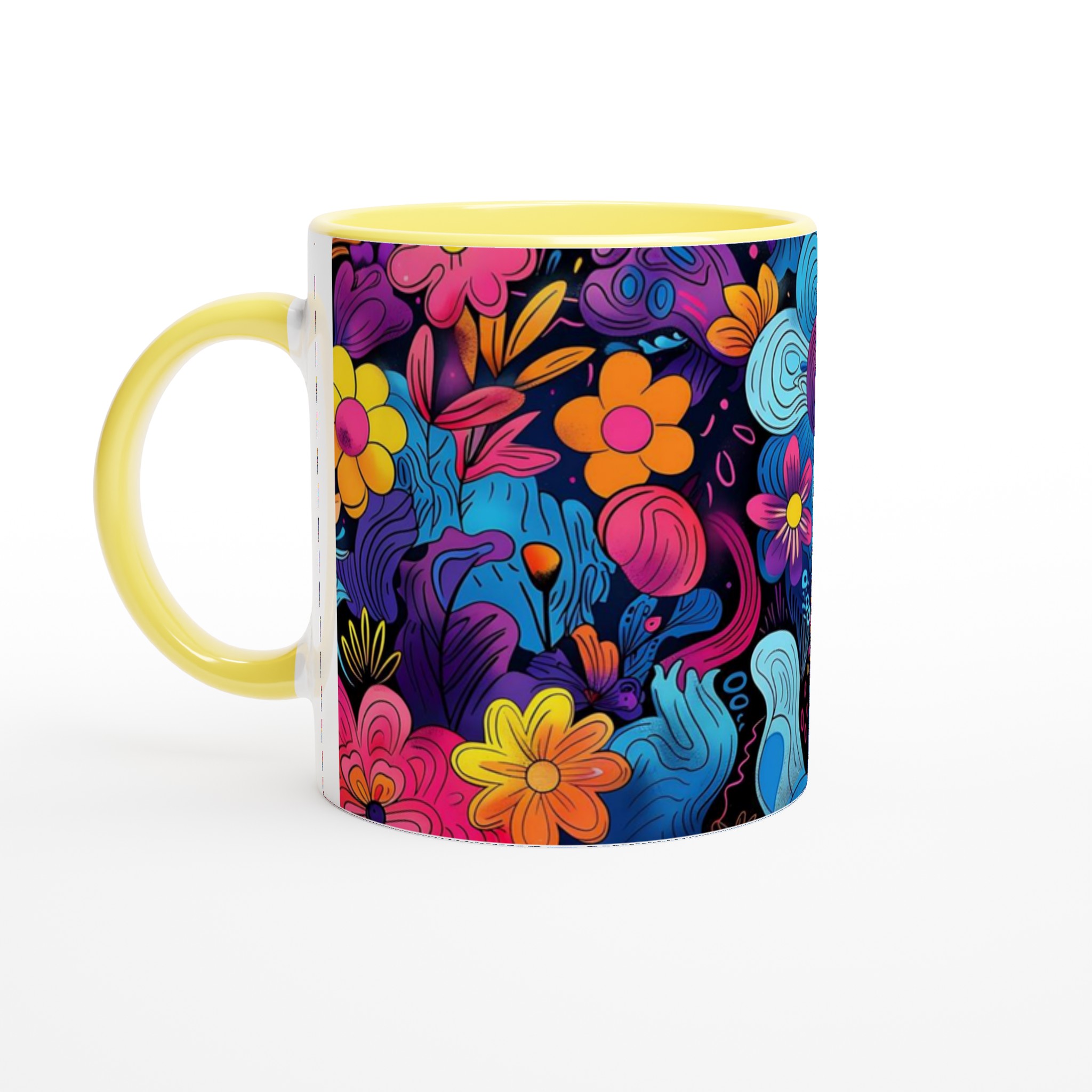 Psykedelisk Blomster Keramikmugg - 11oz, Levande Färger för Ditt Kaffe eller Te 3 f331ba03-ddbf-4a8c-a186-d02d9db116f7