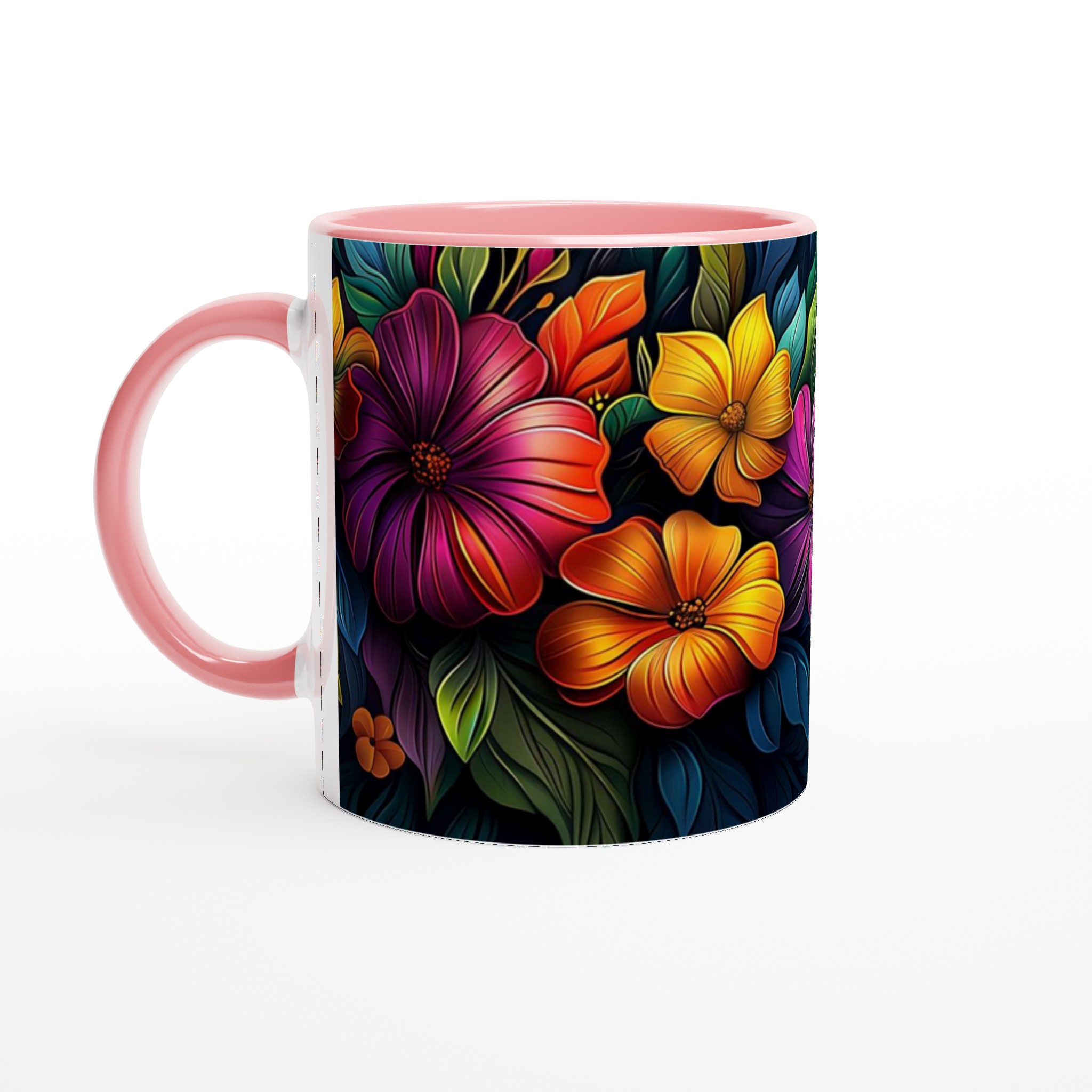 Tropisk Blomsterglädje 11oz Keramikmugg – Färgglada Sommarblommor i Ditt Val av 7 Livfulla Färger 6 f3453252-88dc-4f91-9f65-8bf75a9246ad