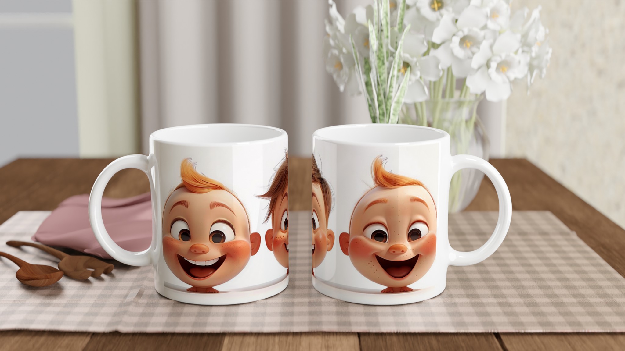 Glad Cartoon Ansikten Keramikmugg - Personlig 11oz Kaffekopp för Barn & Vuxna i Valfri Färg! 10 f34bba12-90a3-4b3d-b8a5-f8a0bdd55928