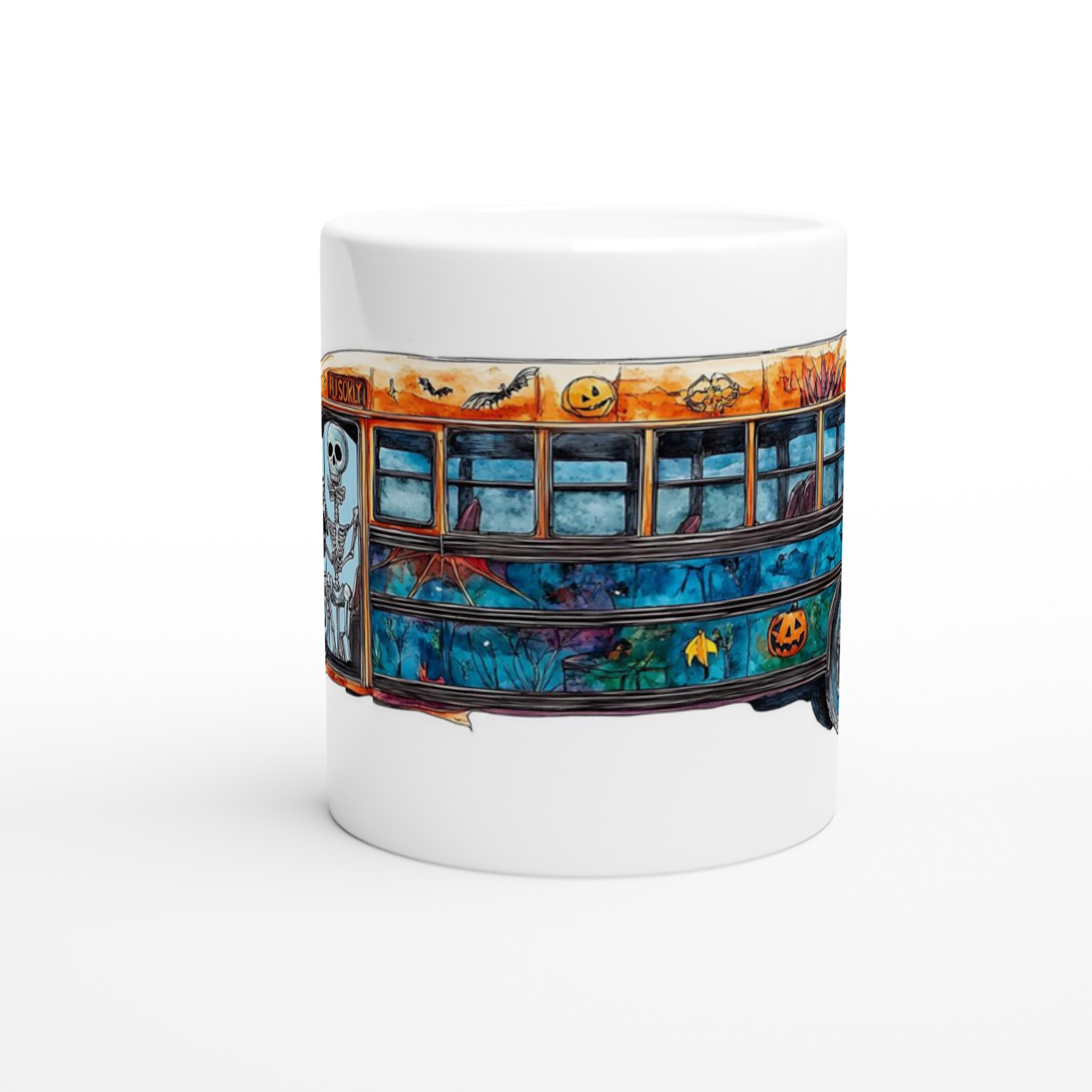 Spooky Skolbuss Halloween Mugg – Vit 11oz Keramikmugg för Skrämmande Goda Drycker 8 f369b1ca-f808-42df-a30f-d099a32f9f0a