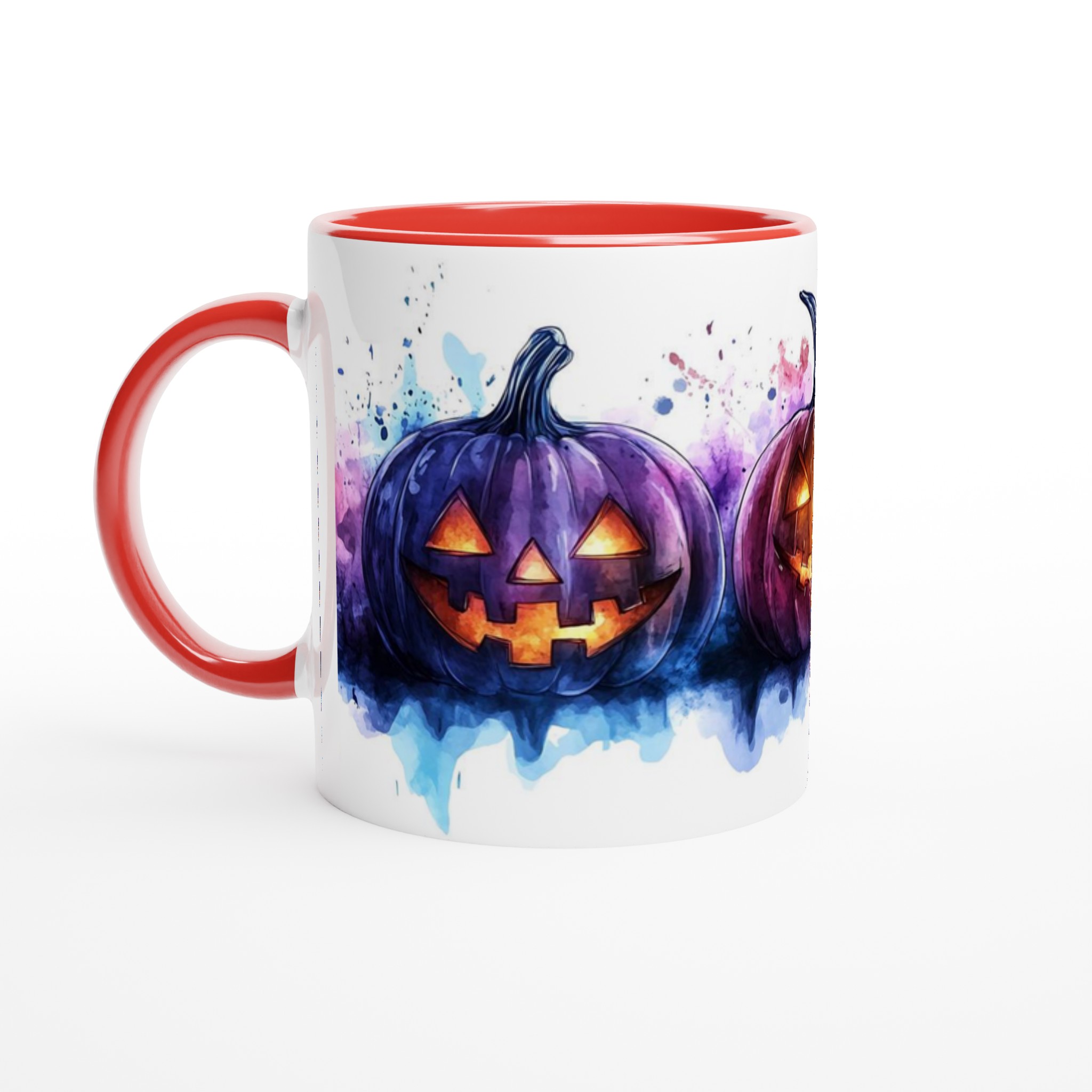 Färgglada Halloween Pumpamugg - Akvarell Jack-o'-Lantern Keramikmugg i ditt val av 7 nyanser 5 f3a4798f-76ff-4950-bebf-3b5228ea195c