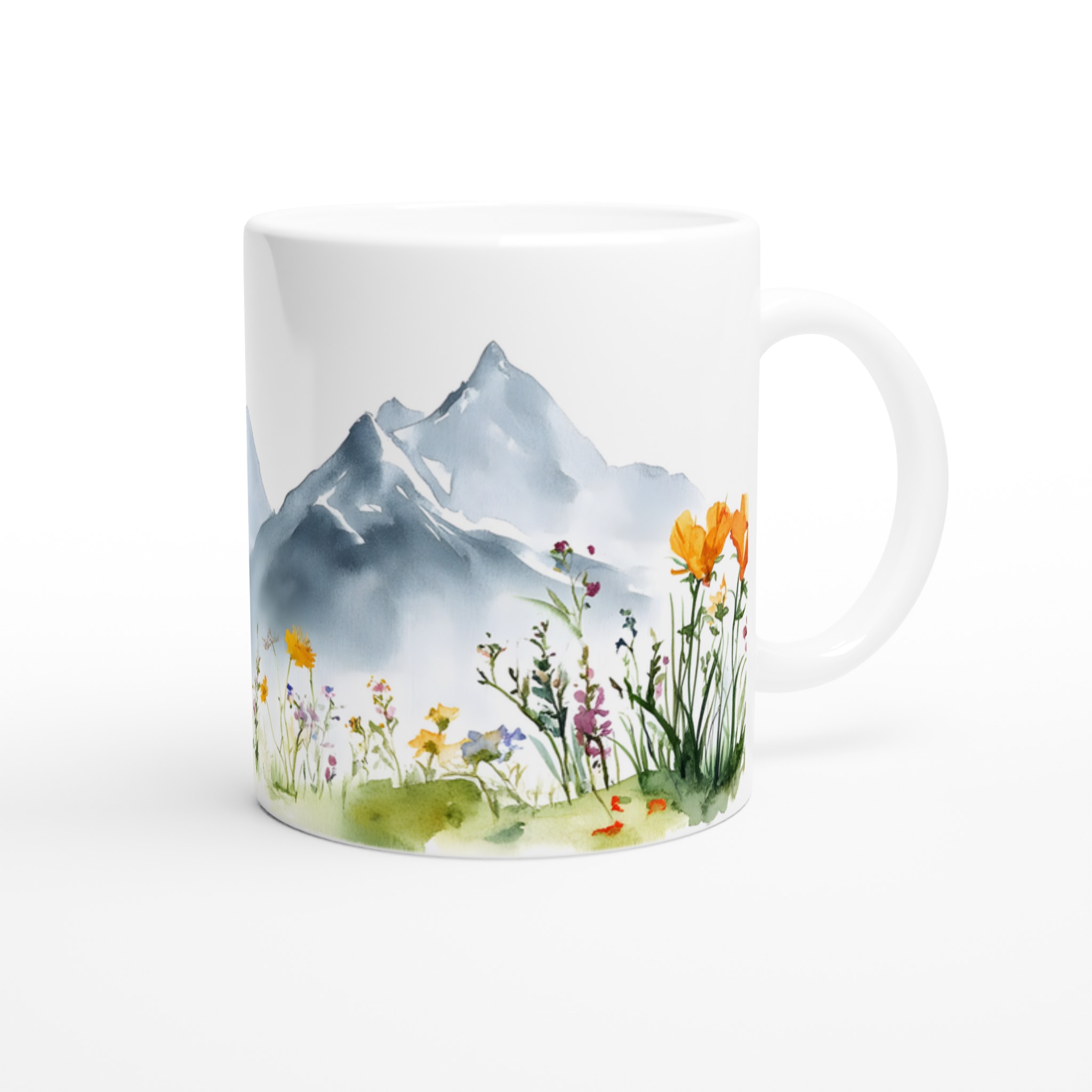 Akvarellblommor & Berg 11oz Keramisk Mugg – Konstnärlig Design för Din Favoritdryck 9 f3b66c46-747c-4c56-95d6-88ba6a6de412