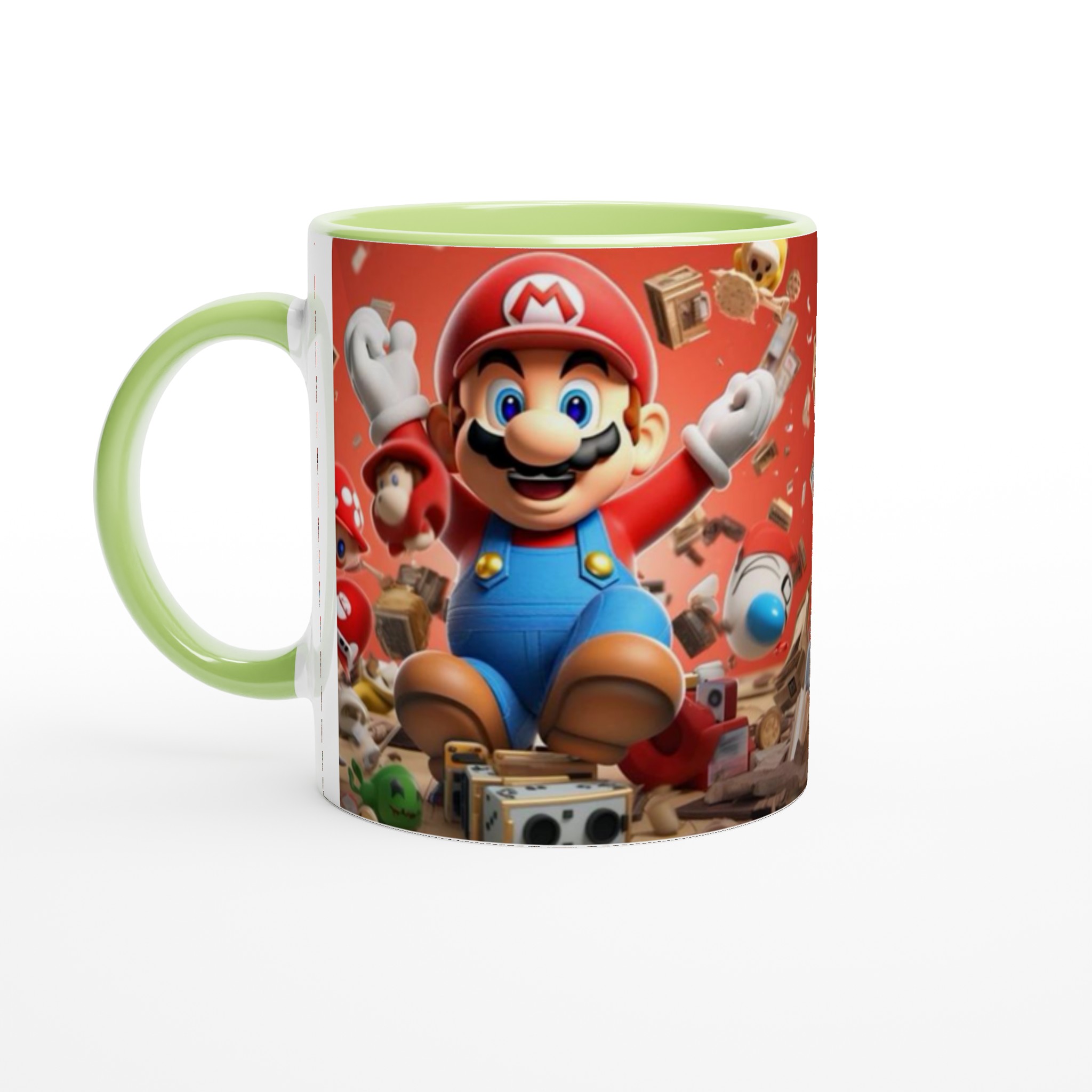 Vit 11oz keramisk mugg med färgstarkt Mario-tema i flera keramiska färger 7 f3c6c246-d735-49b3-8eff-a6f391643fd4