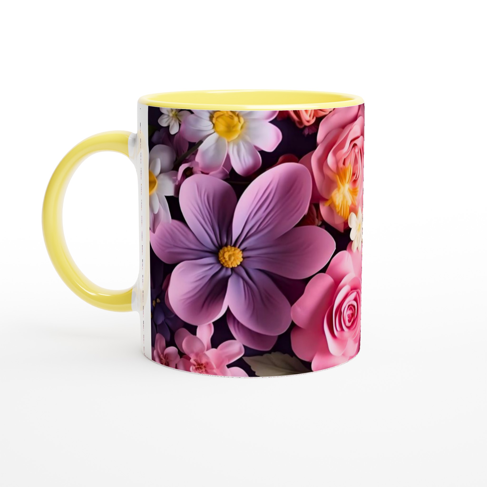 Elegant Vit 11oz Keramisk Mugg med Blomsterprakt i Flera Färger 3 f3d288e9-0638-4585-944f-8fbcbcaf9bae