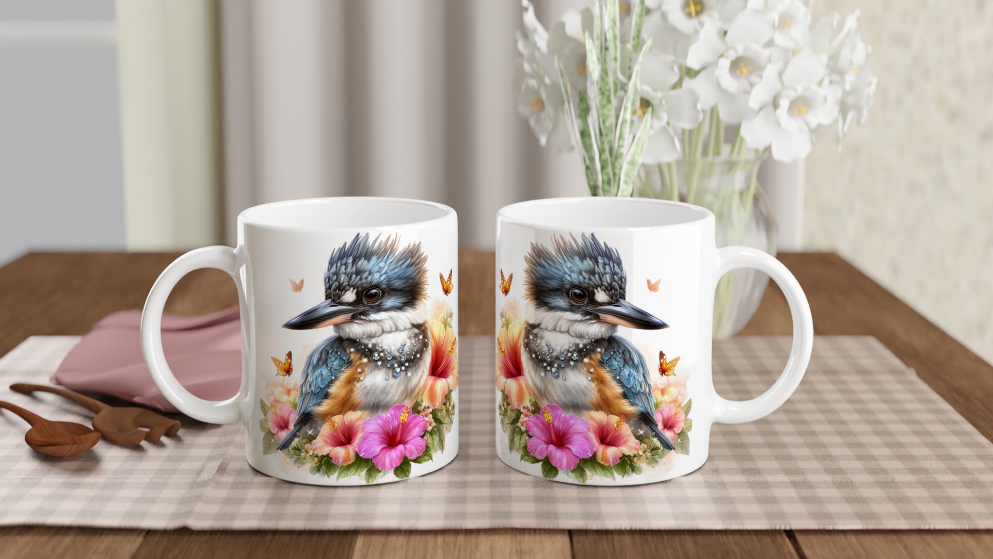 Kungsfiskare & Hibiskus Keramikmugg – Färgstark 11oz Kaffekopp för Naturälskare 10 f407b673-74ef-4a10-b34b-ca6d62bb9d05