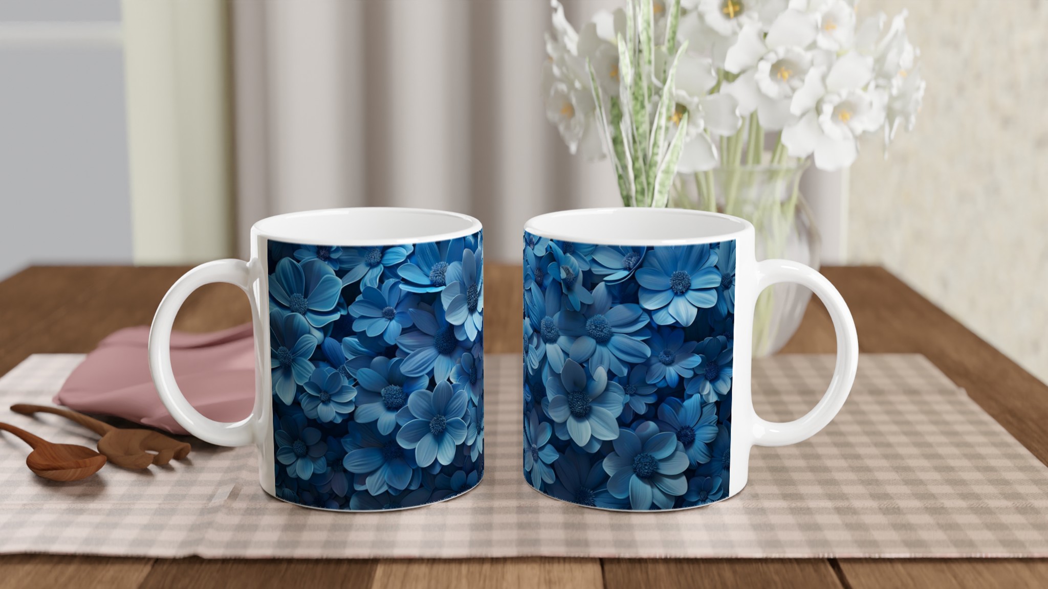 Blå Blomsterdröm 11oz Keramisk Mugg – Personlig Design i Livfulla Färger 10 f41d7623-eee9-4382-8f04-54923115e372