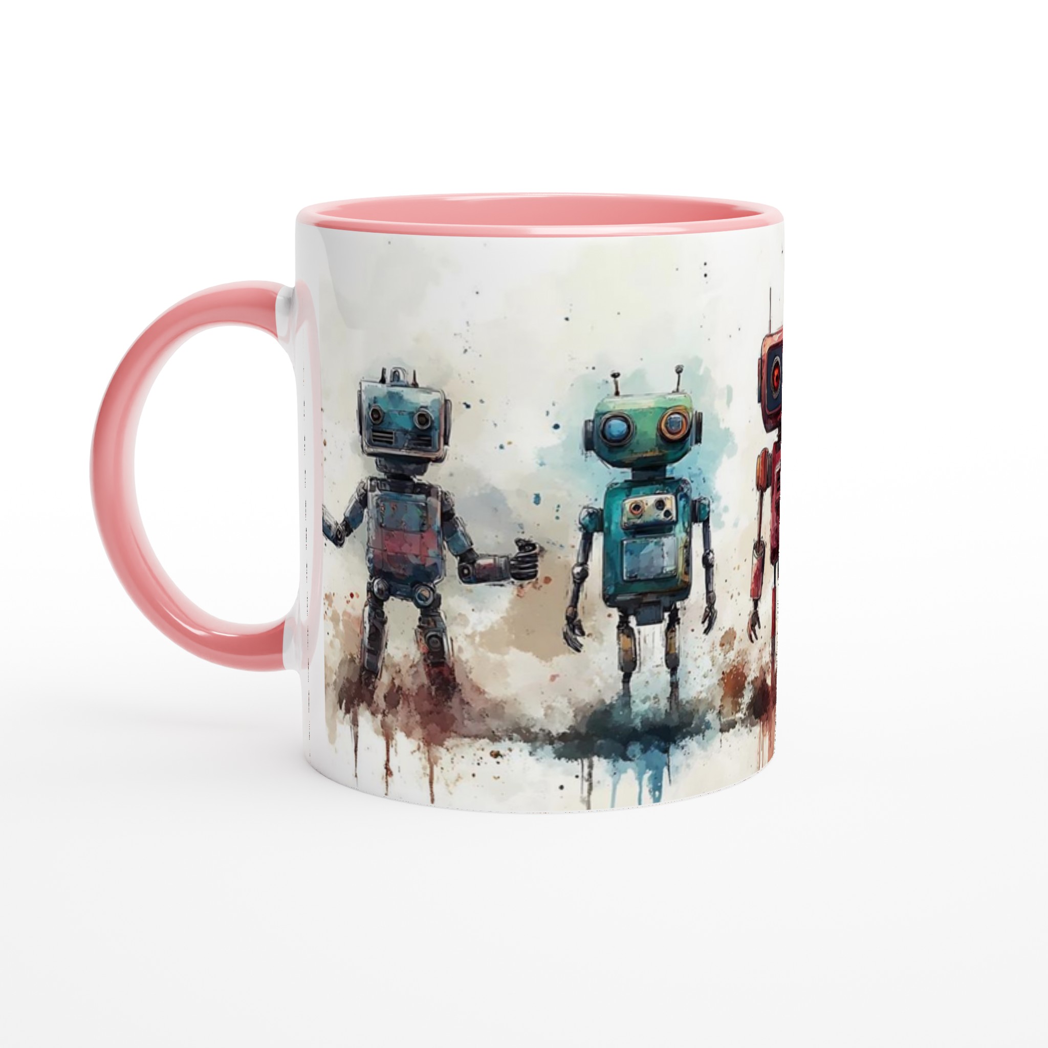 Retro Robot Vänner 11oz Keramikmugg – Konstnärlig Akvarell Design i Flera Färger 6 f48f941d-dacd-40d6-a032-63de786875ee