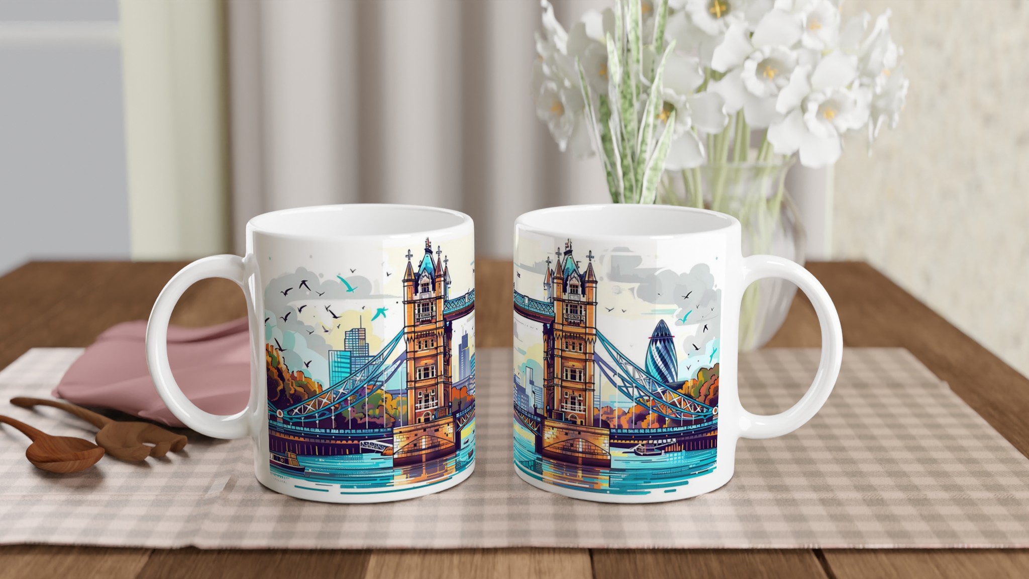 London Bridge Akvarellmugg – Konstnärlig 11oz Keramikmugg i ditt färgval 10 f4a0924b-a750-4367-b3cb-d82bcb0b2d36