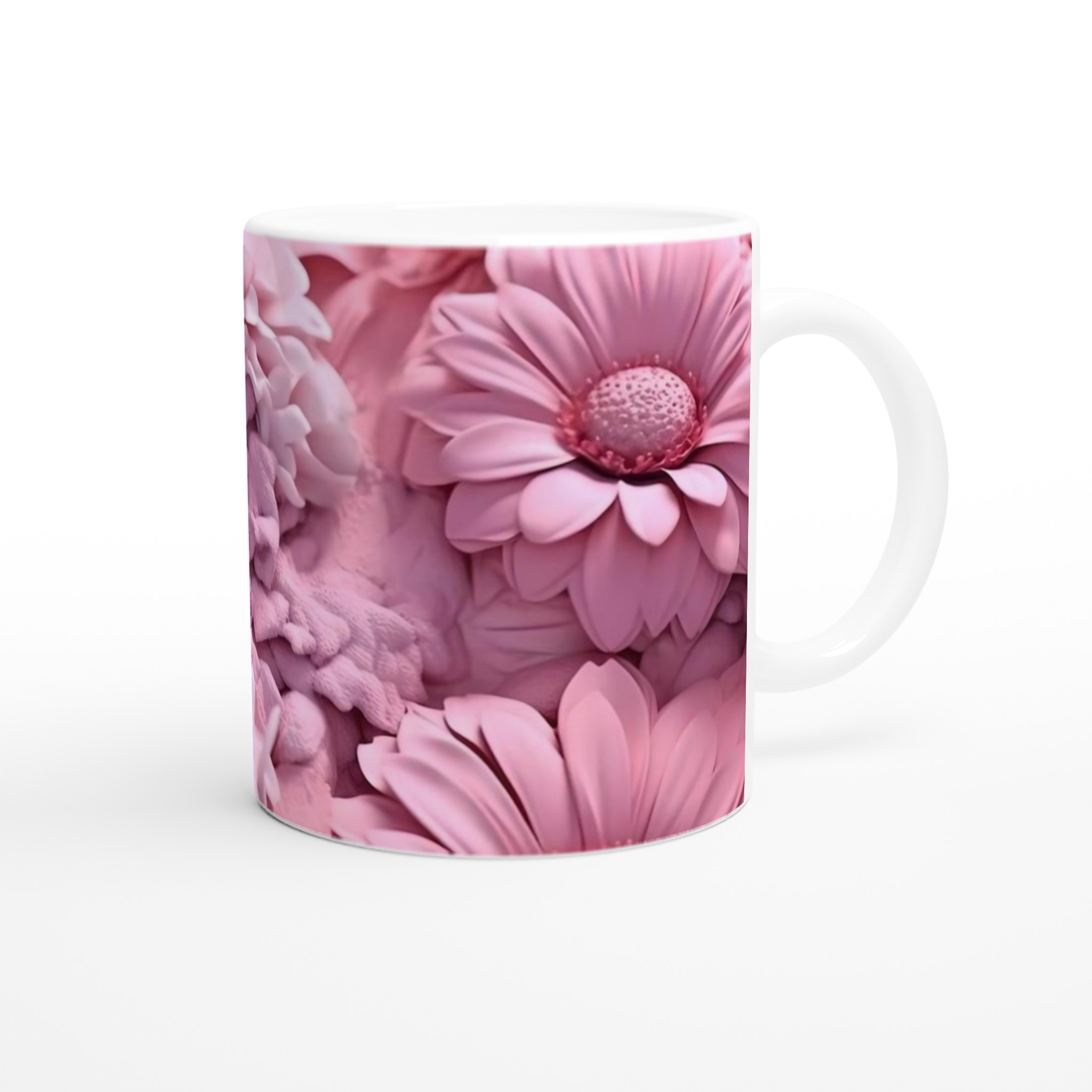 Vit 11oz keramisk mugg med drömskt rosa blommönster – välj din favoritfärg 9 f4bedb72-b6e1-4998-a83b-bf4c28200fdd