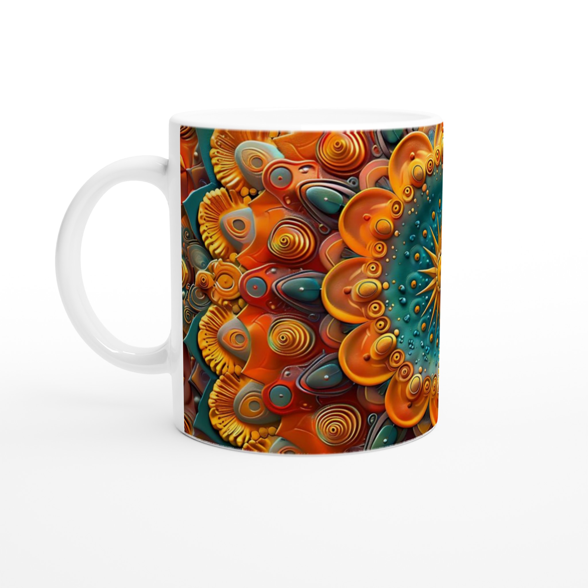 Abstrakt Mandala Keramikmugg - Livfulla Turkosa och Orangea Mönster 1 f4c9f61c-e856-439f-b15e-f37e45439a4c