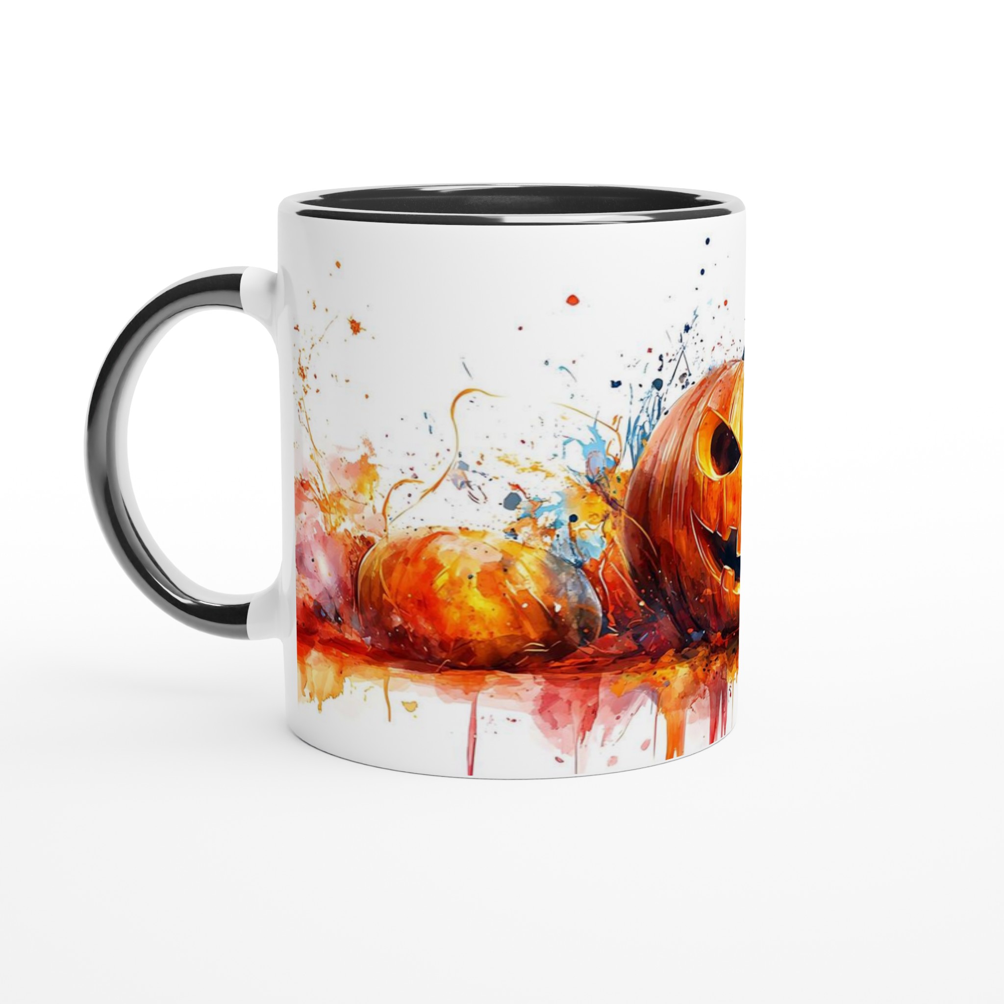 Spöklik Akvarell Halloween Mugg - Skrämmande Pumpa Design i Livfulla Färger, 11oz Keramik 4 f5369d83-389f-404a-aac2-640a3e273e6a