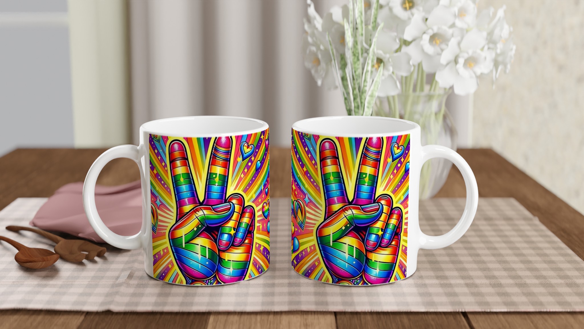 Vit 11oz Keramisk Mugg med Livfull Regnbågsdesign – Välj Bland Sju Färgstarka Nyheter 10 f5392535-32a6-4448-887d-66f2d5eb0a36