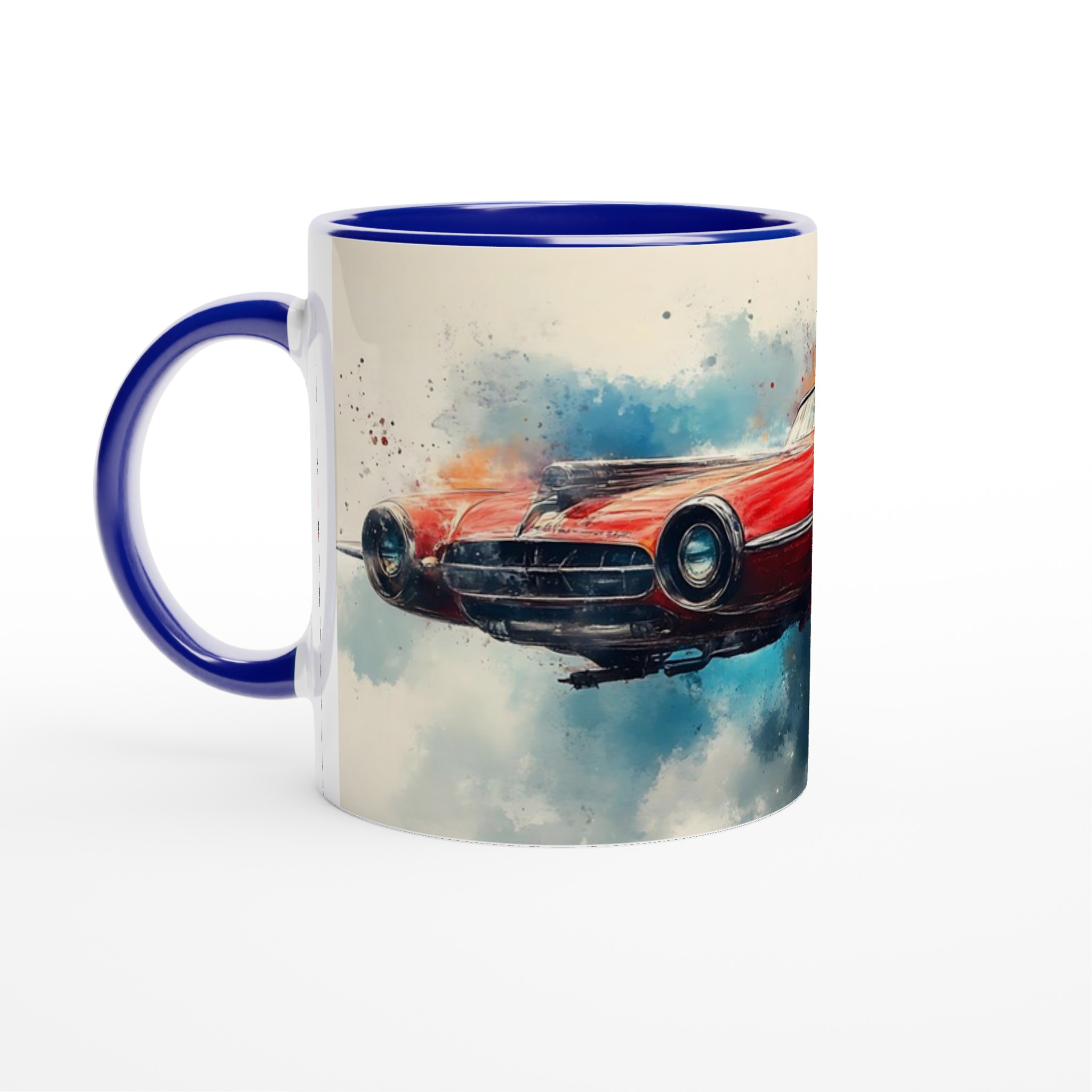 Retro Futurism Flygande Bil Mugg – Fantasifull Akvarellkonst i 7 Färgstarka Nyanser 2 f54b3747-c6b3-4568-9753-8c6a87b9c8d8