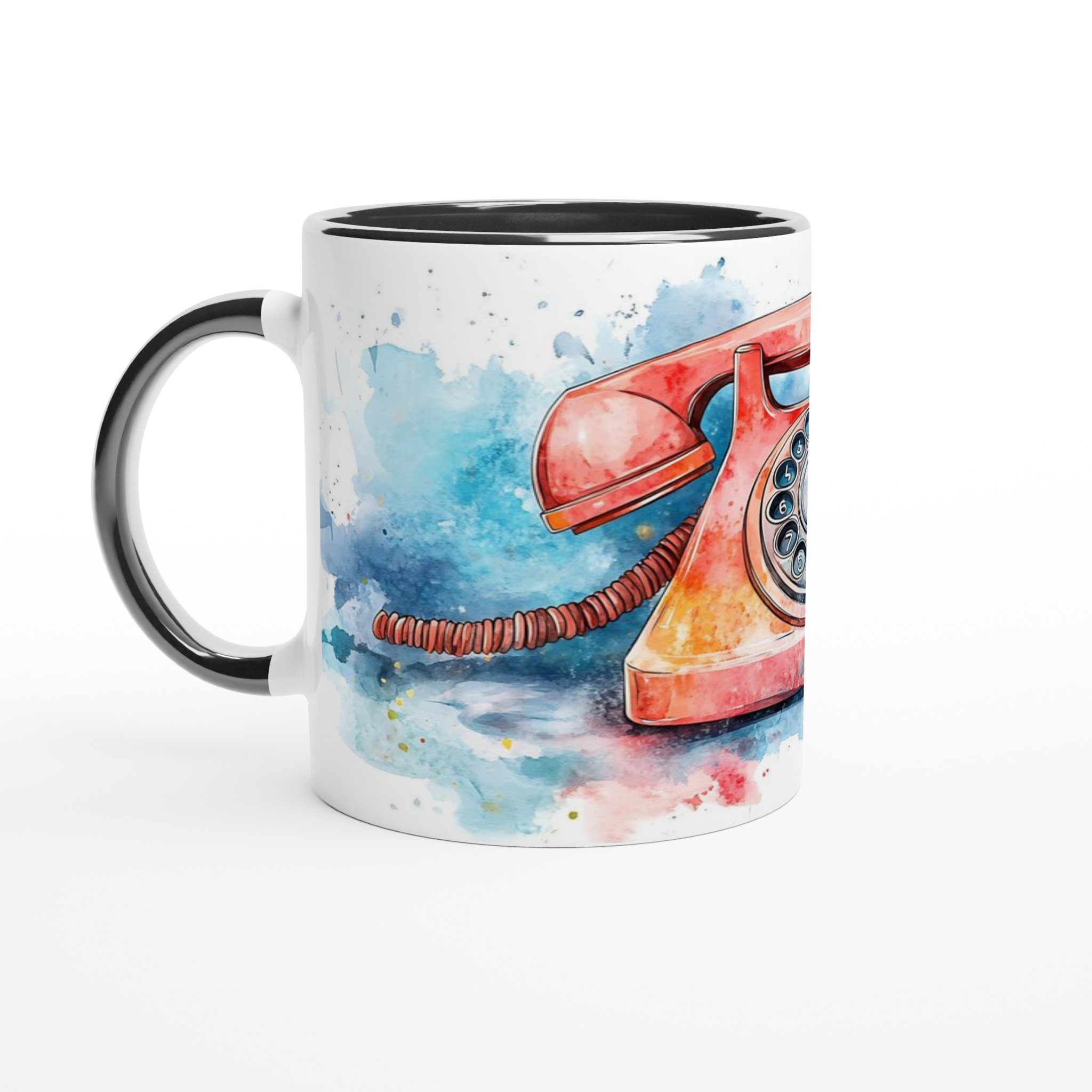 Retro Vattenfärg Telefonmugg – 11oz Keramisk Kaffekopp i Valfri Färg! 4 f5884576-d22d-4d38-ac2a-b788ac8f1e30
