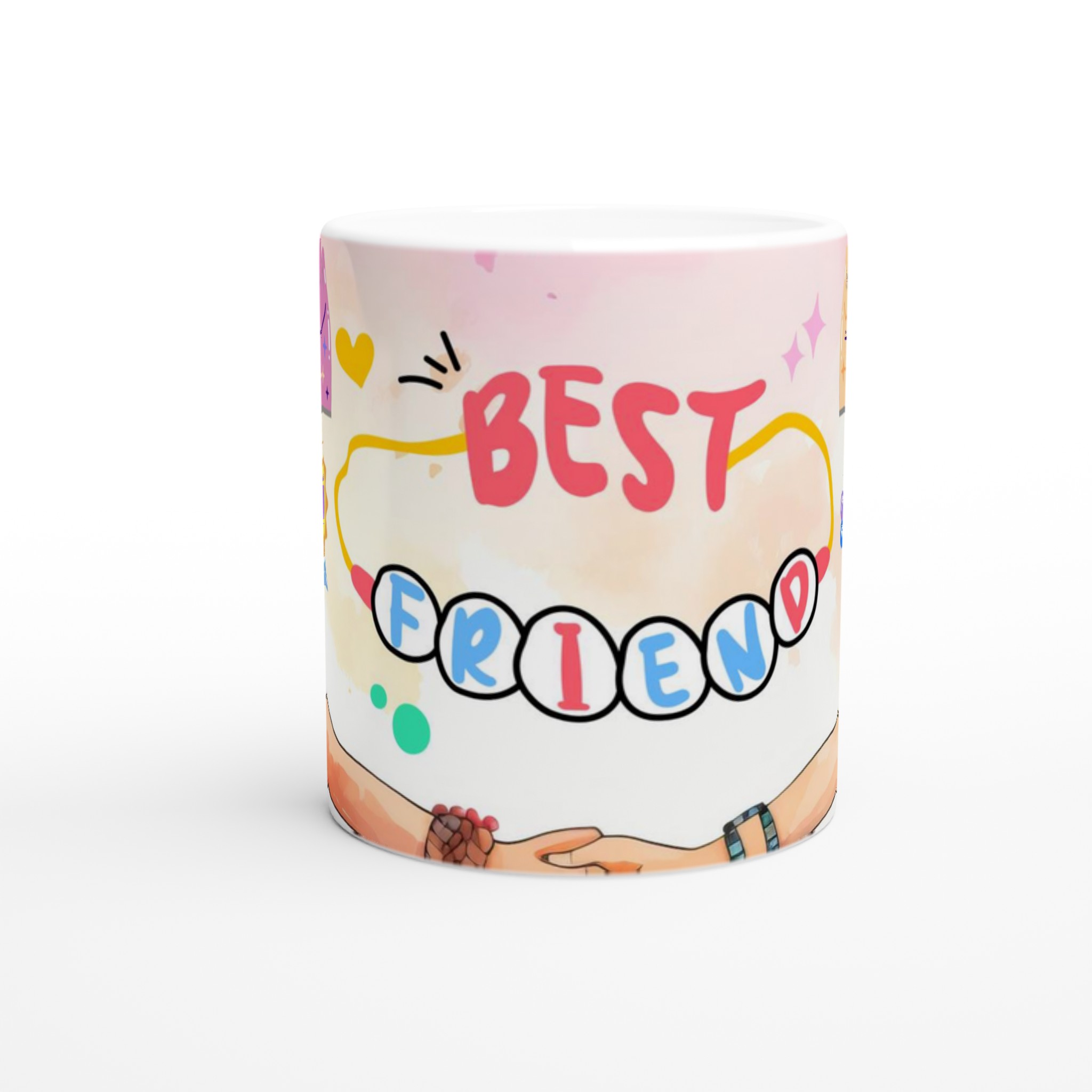 Vit 11oz keramisk mugg med färggrann BFF-illustration – välj mellan sju livfulla keramiska nyanser 8 f59c9e93-c56f-4e37-83a9-0699d96d8739