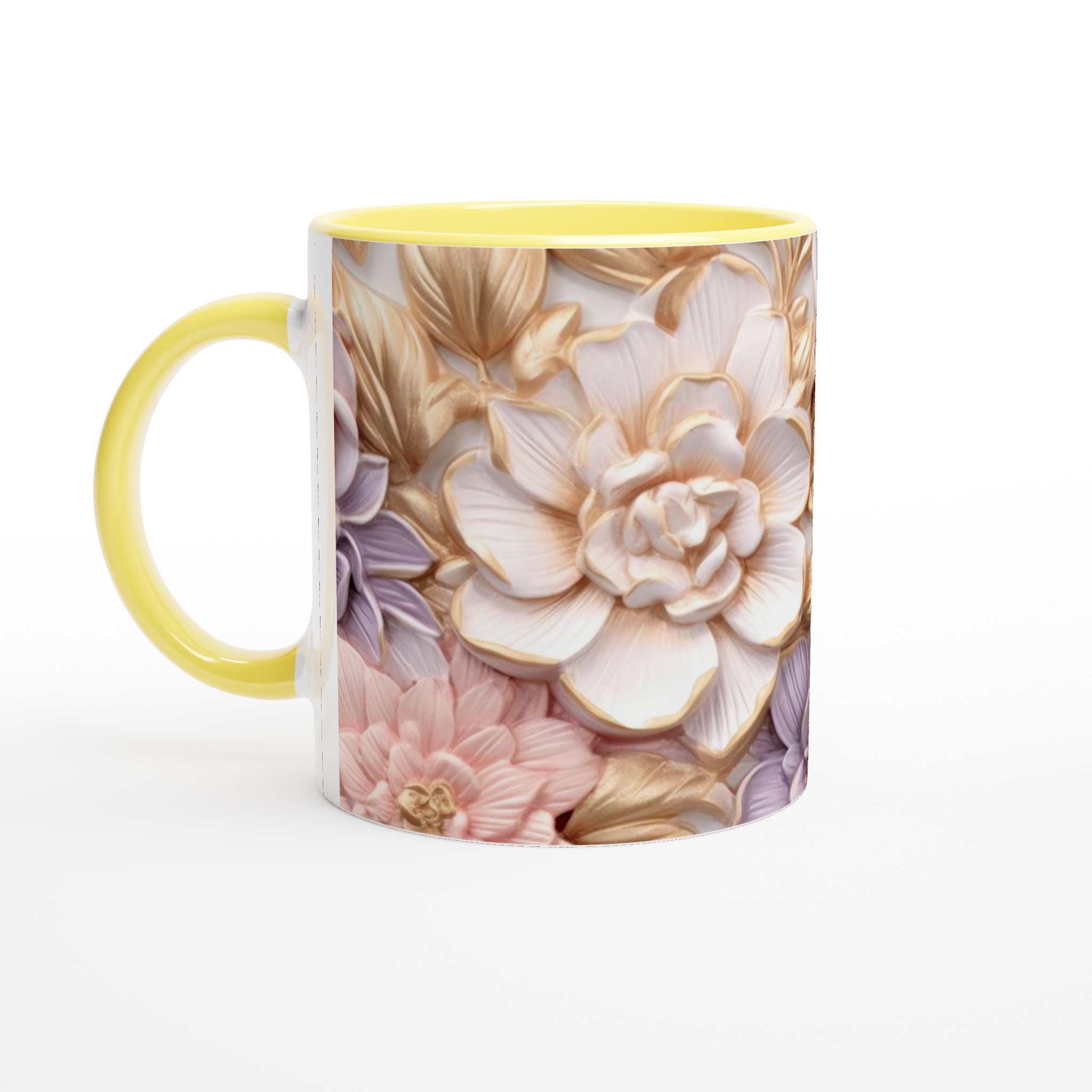 Vit 11oz keramisk mugg med elegant blomsterdesign i flera färger 3 f5a722a7-9571-437b-9b38-c722ee8f0aba