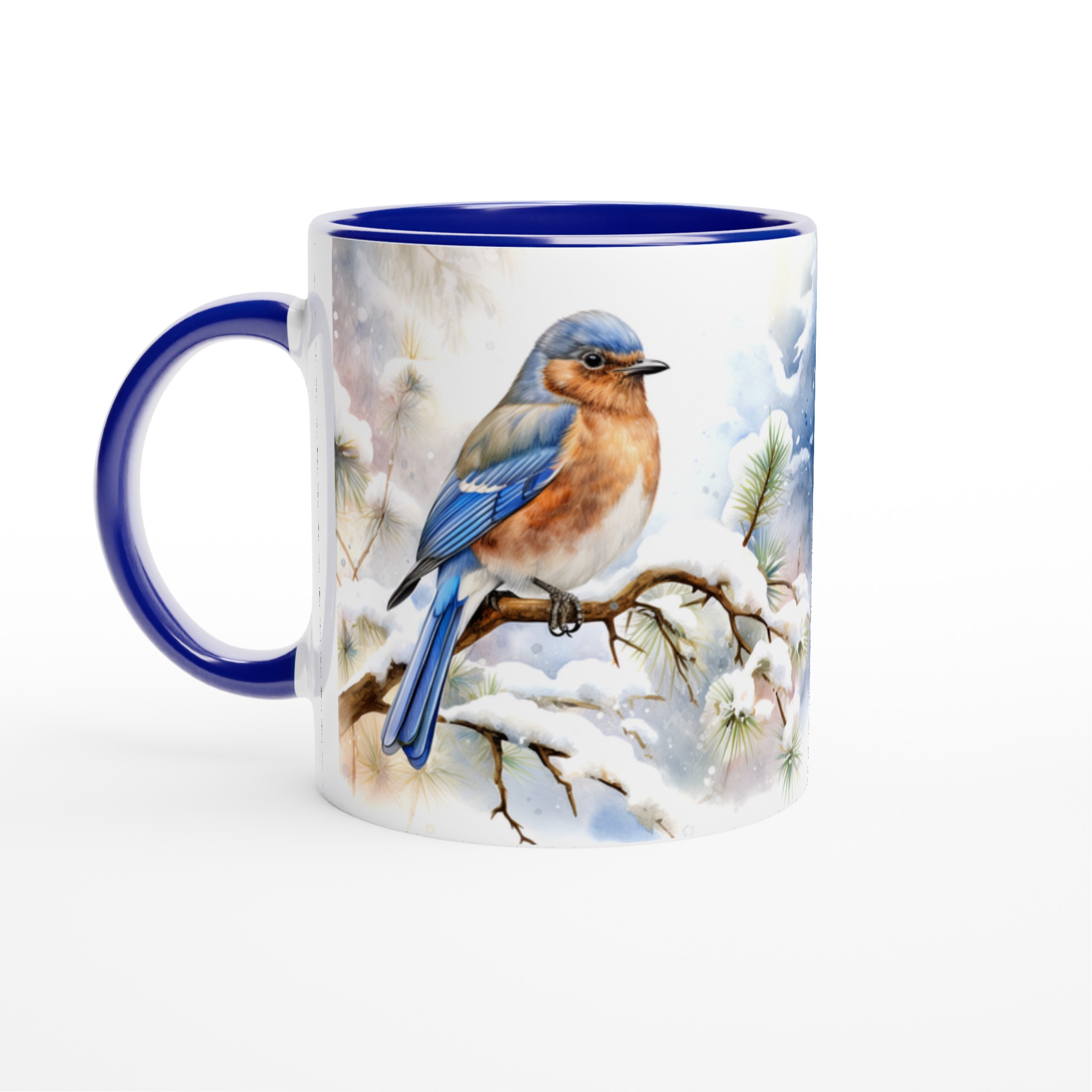 Vinterfågel Keramikmugg - Blåfågel på Snöig Gren, 11 oz Premium Designmugg i Väljbar Färg 2 f65b53f1-3e32-4acf-938f-dd9a4ff344fc
