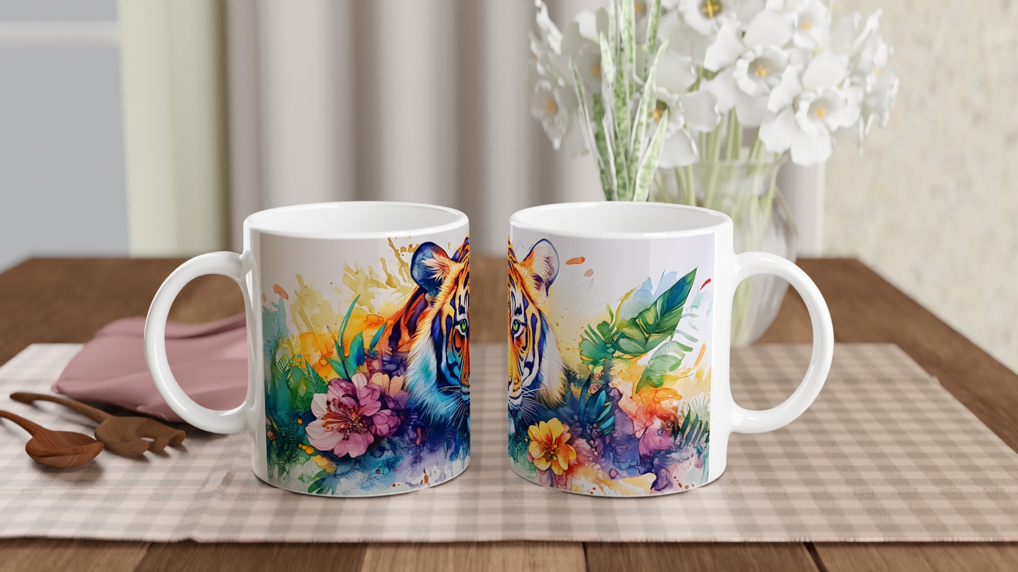 Abstrakt Akvarell Tiger Mugg – Vibrerande Djungeldesign för Kaffeälskare i Valfri Färg! 10 f6760572-235b-48ed-8561-ea9a46e2e6dd