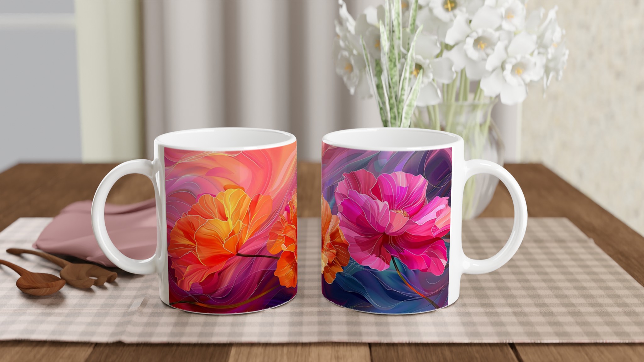 Abstrakt Blomster Keramikmugg – Konstnärlig Kaffekopp i Välj Din Färg! 10 f67f3c4e-378c-40cc-9317-703ee9c01e52