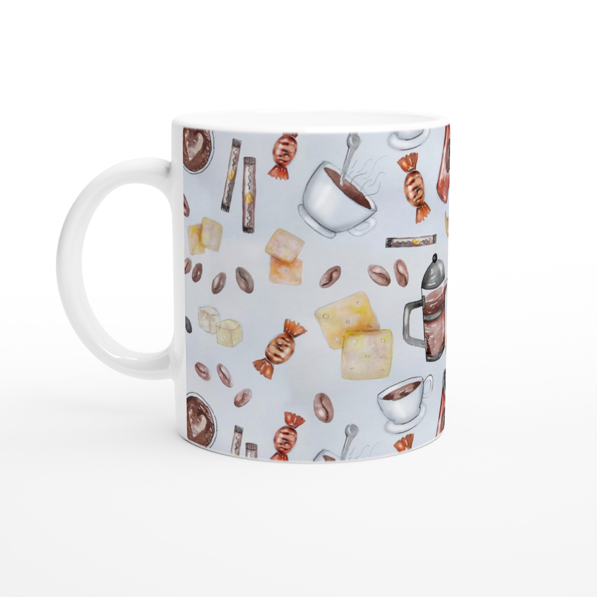Vit 11oz keramisk mugg med charmigt kaffemotiv – välj bland sju livfulla färger 1 f68b37b7-a04f-4f69-a12d-ba1558c20639