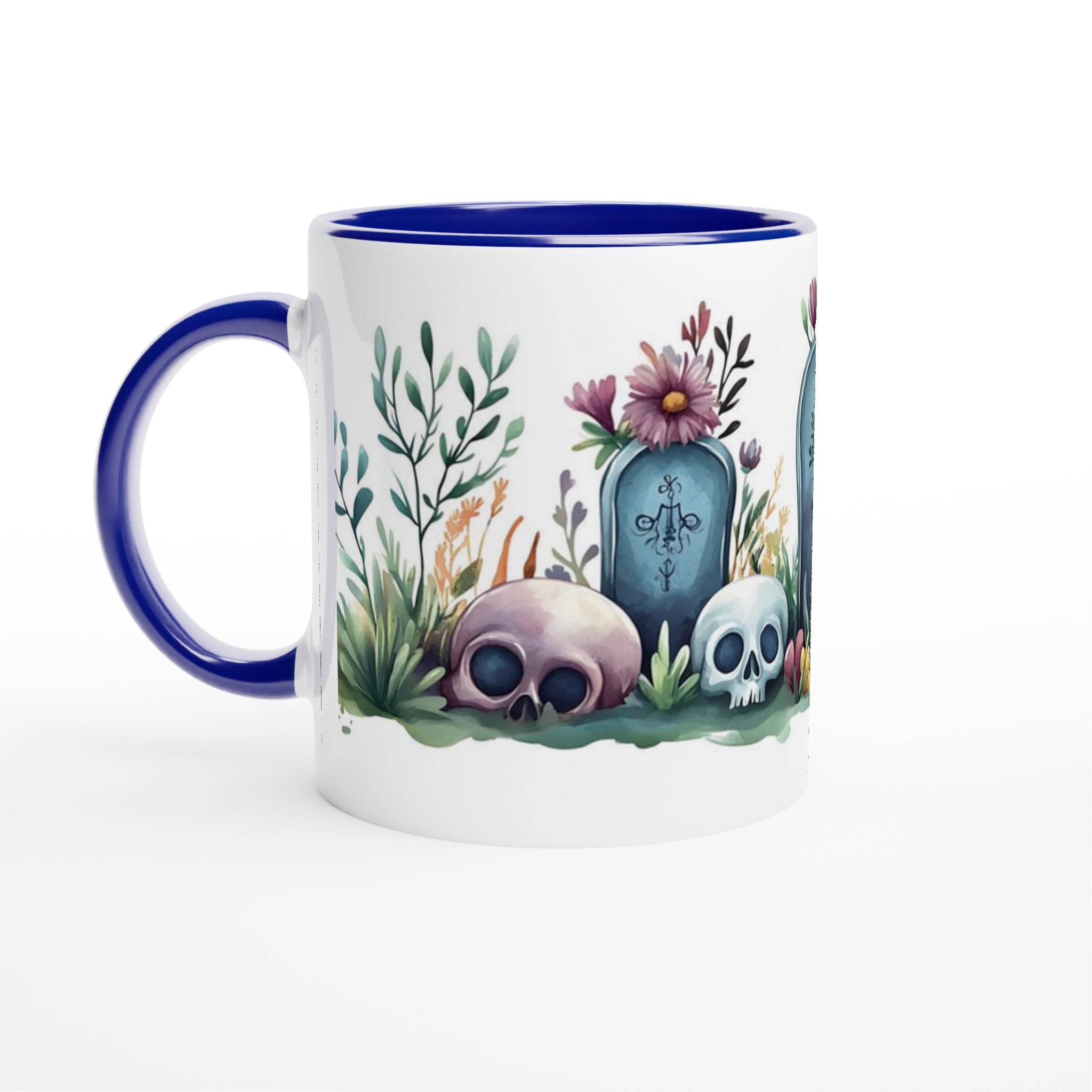 Mystisk Blomsterskalle Mugg - 11oz Keramisk Kaffemugg med Akvarellkonst i Välj din Färg 2 f6adc95c-5f00-4050-99de-c7e872e0d32d