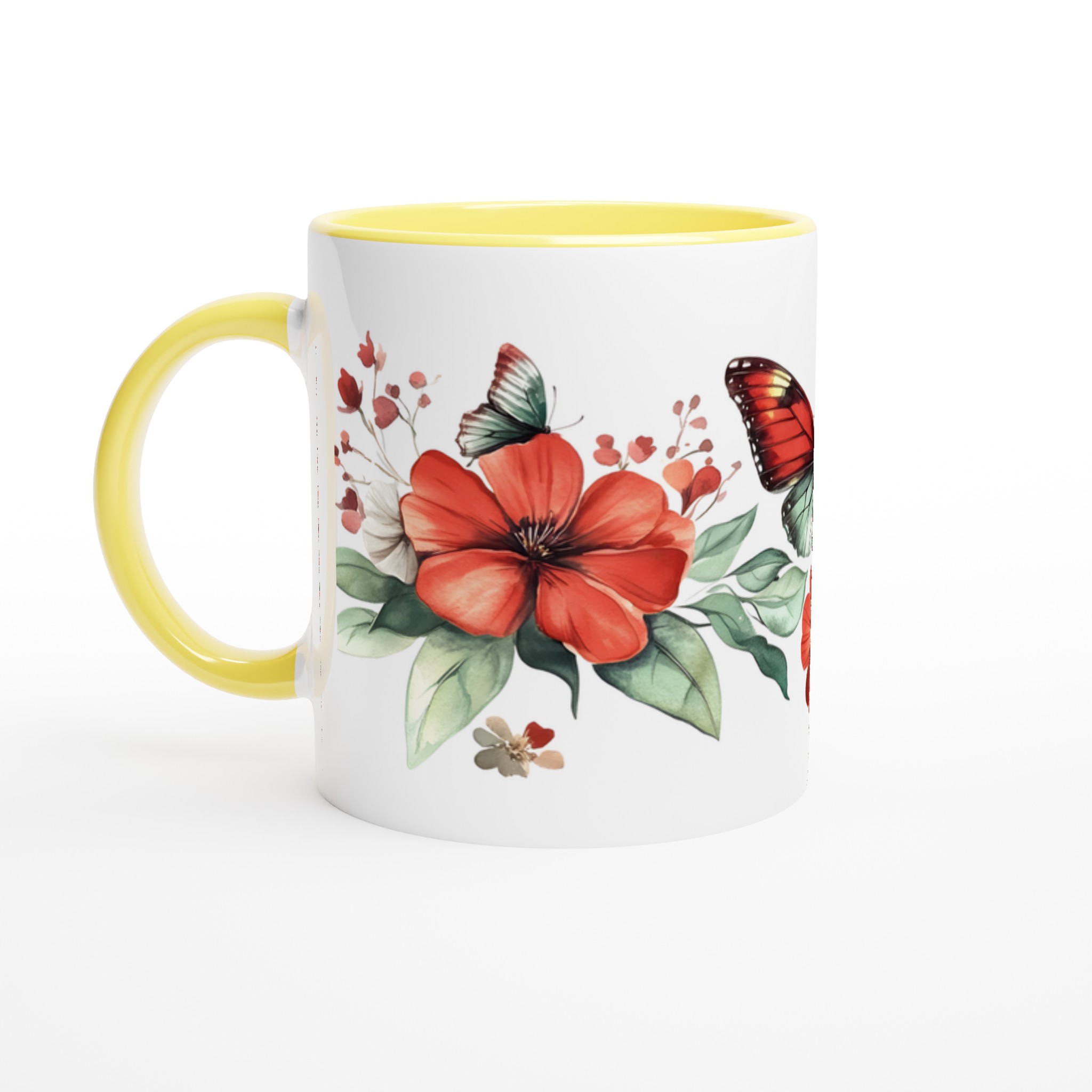 Fjärilsdröm Keramikmugg - Livfulla Akvarellblommor & Fjärilar i Valfri Färg 3 f6f491af-8eaa-4c24-91f5-71d468a6718d
