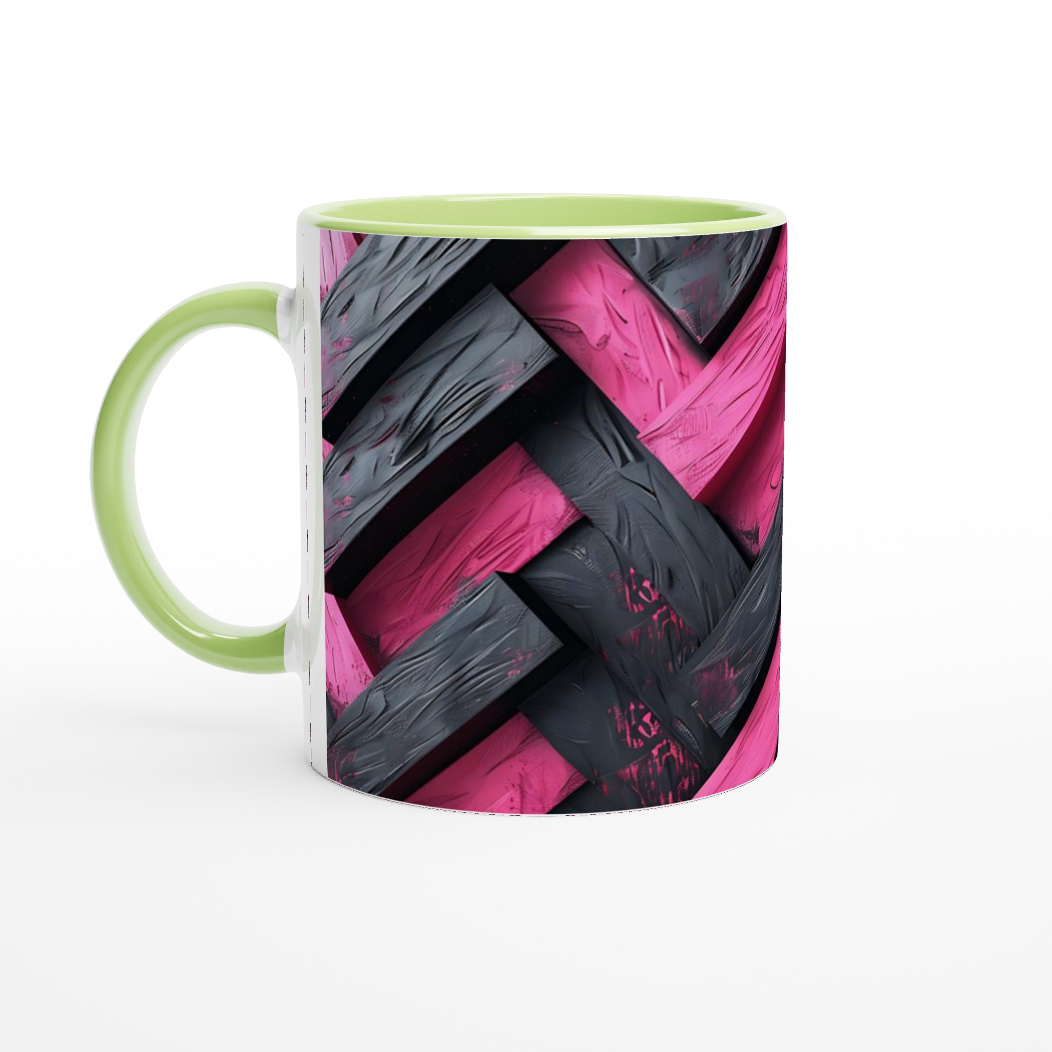 Vit 11oz keramisk mugg med djärv rosa och svart modern design – välj bland sju livfulla färger 7 f7119a18-6372-4493-a9d9-13d0b44060f9