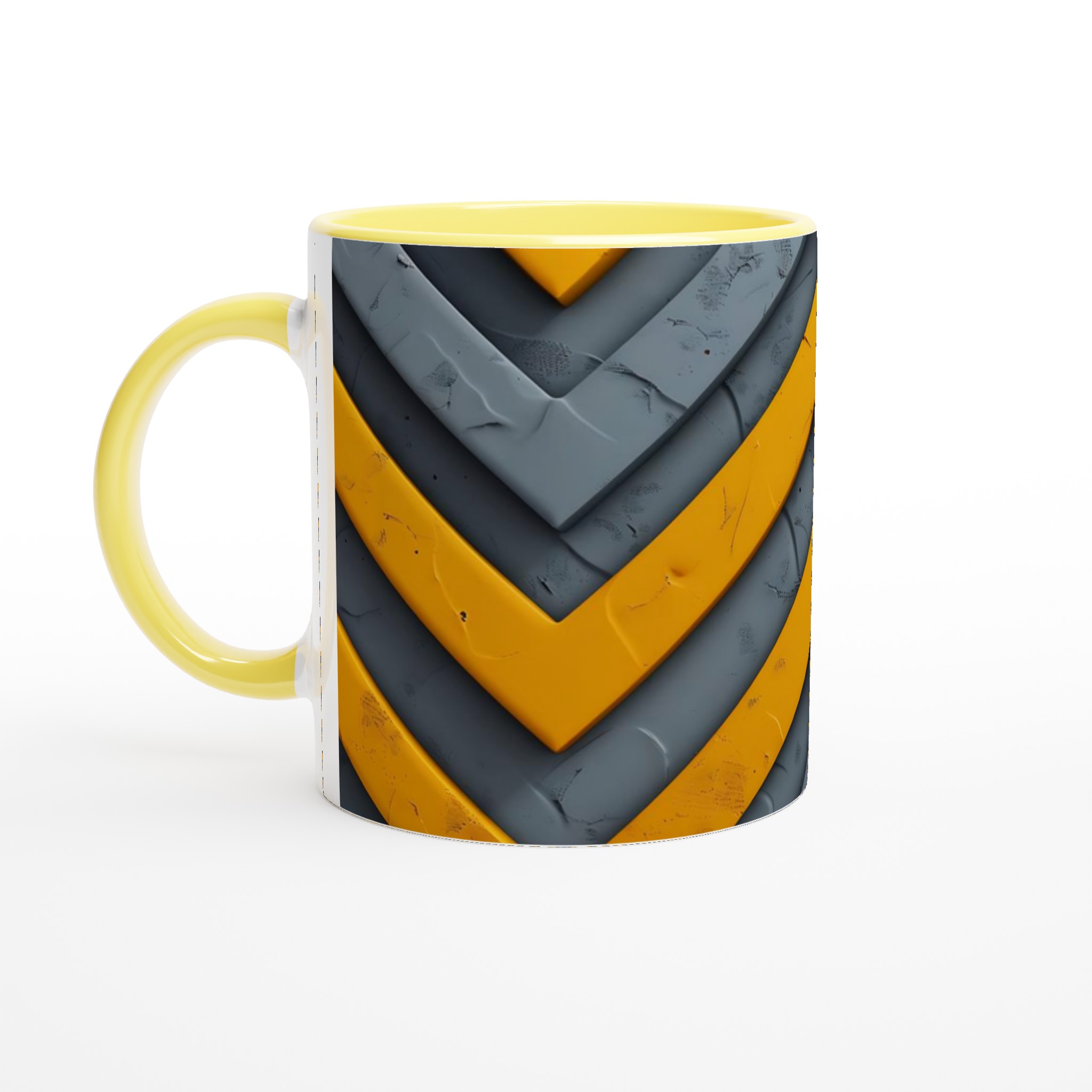 Abstrakt Chevron Mugg - Gul & Grå Design i 11oz Keramik 3 f716d2ba-85a8-4be5-b696-f5ba642fb217