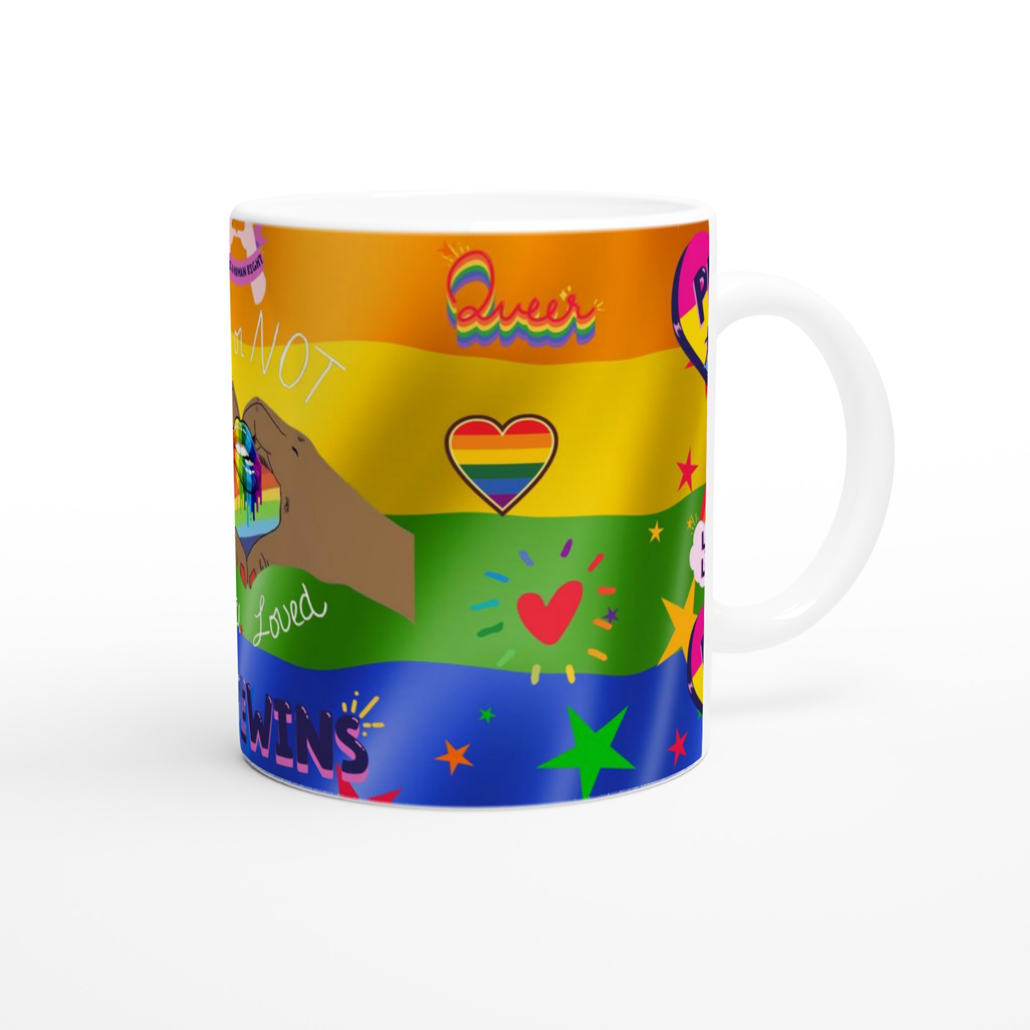 Pride-Inspirerad Vit 11oz Keramisk Mugg med Färgstarkt LGBTQ+ Motiv 9 f725173c-1968-4937-a88f-e489c7047514