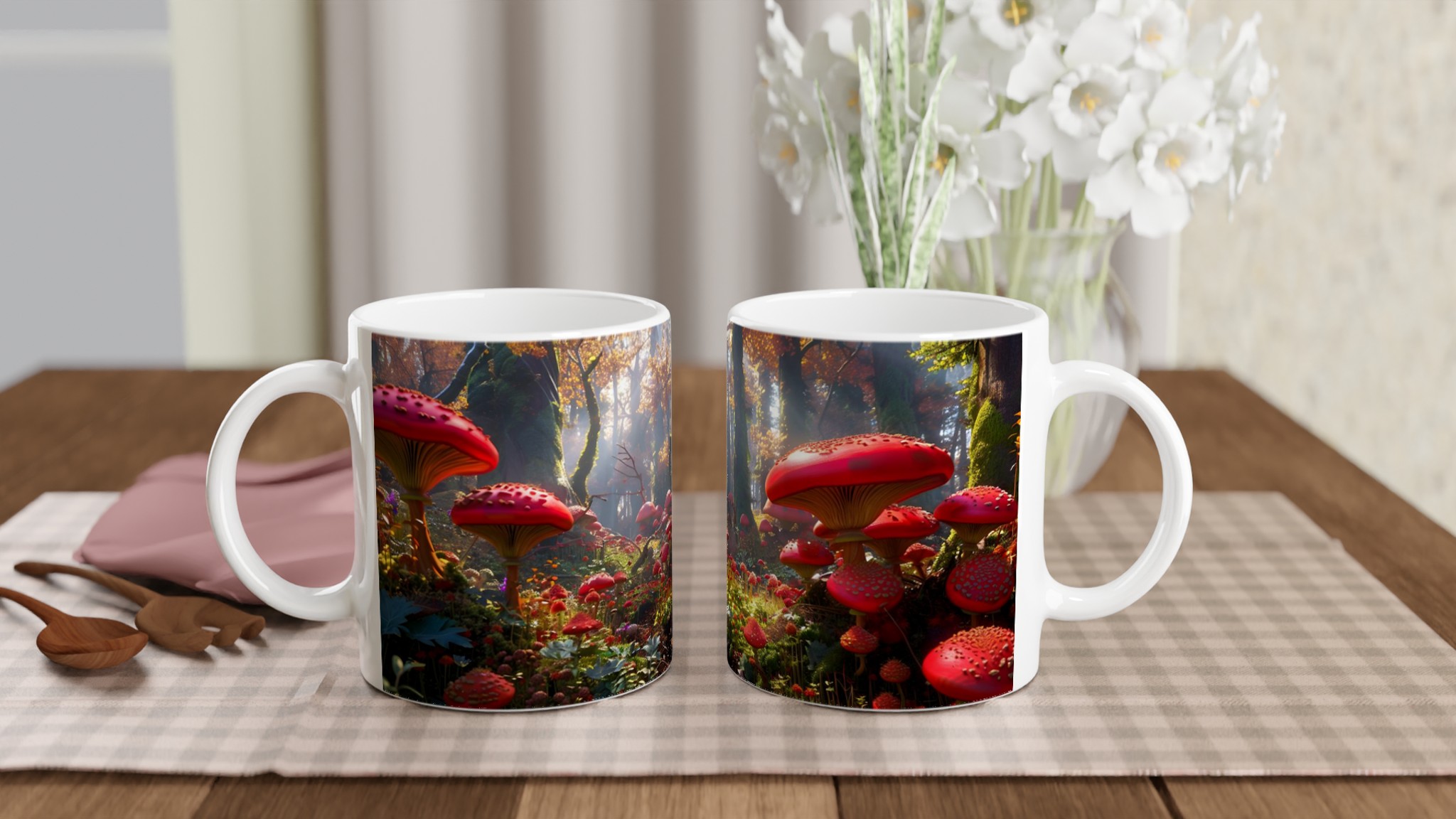 Förtrollad Skog Mugg – Levande Röd Svamp Design på 11oz Keramikmugg 10 f764db63-f5a3-4ed5-919f-c965ef9a0f1b