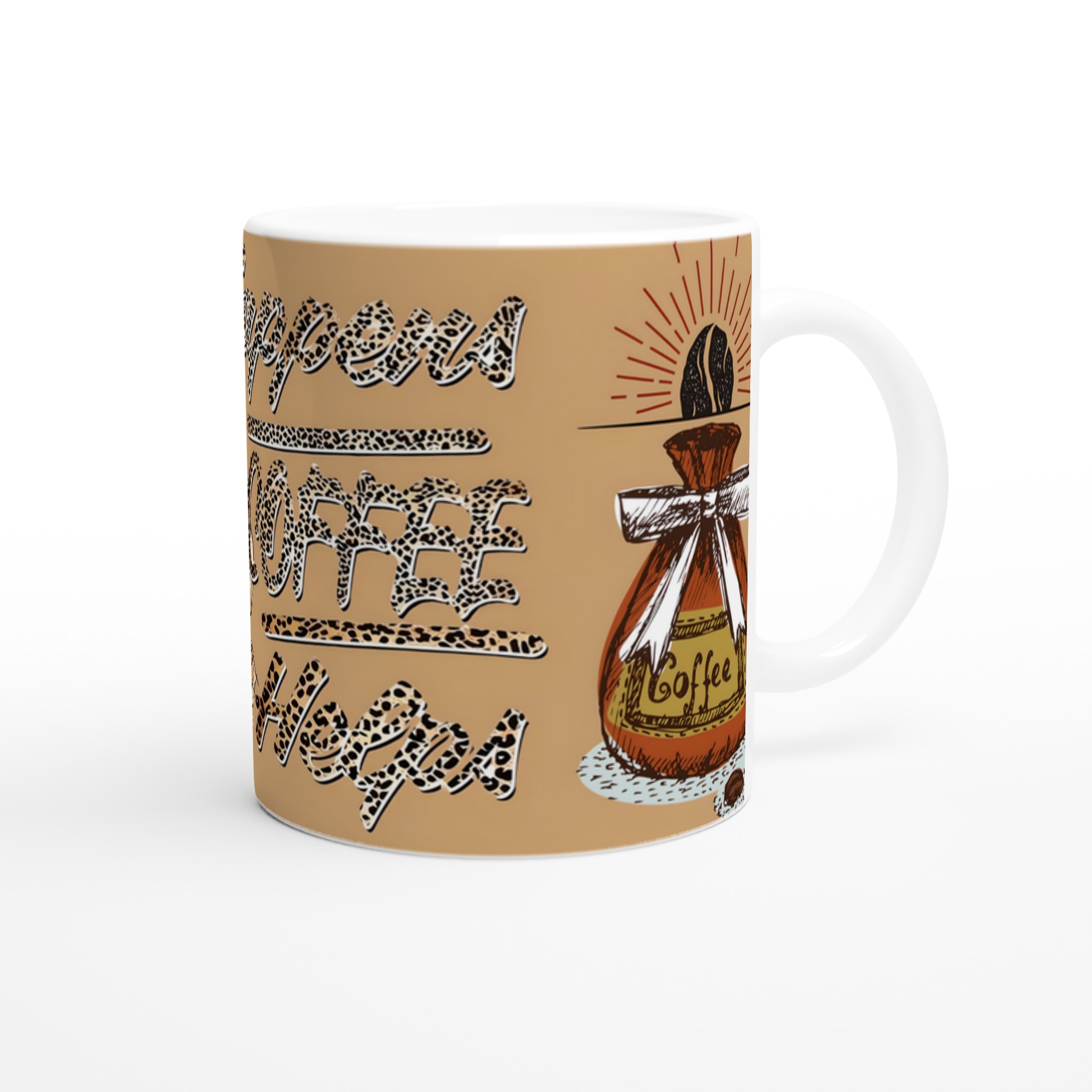 Vit 11oz keramisk mugg med livfullt kaffetema i din favoritfärg 10 f7687a7f-efbb-4032-b6b5-1f3a91eed7e7