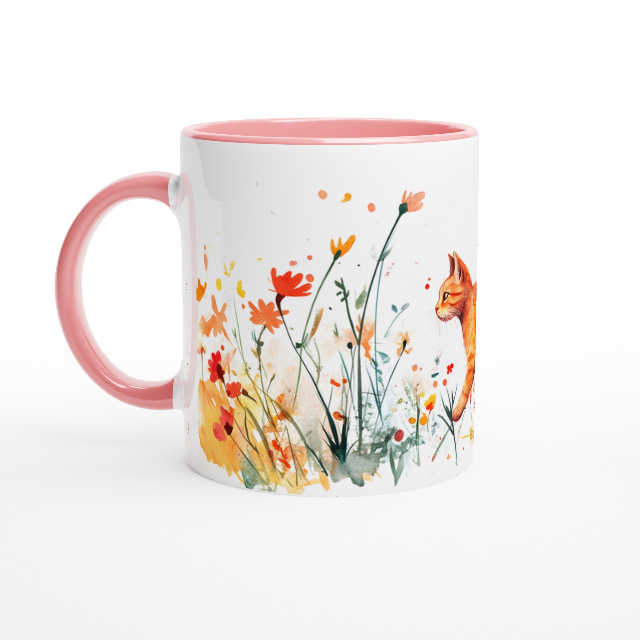 Katt bland Vildblommor - 11oz Keramisk Mugg för Kattälskare | Vattenfärgskonst i Sju Färger 6 f7869685-4b33-46c2-bfa0-c3ab8c9a91cc
