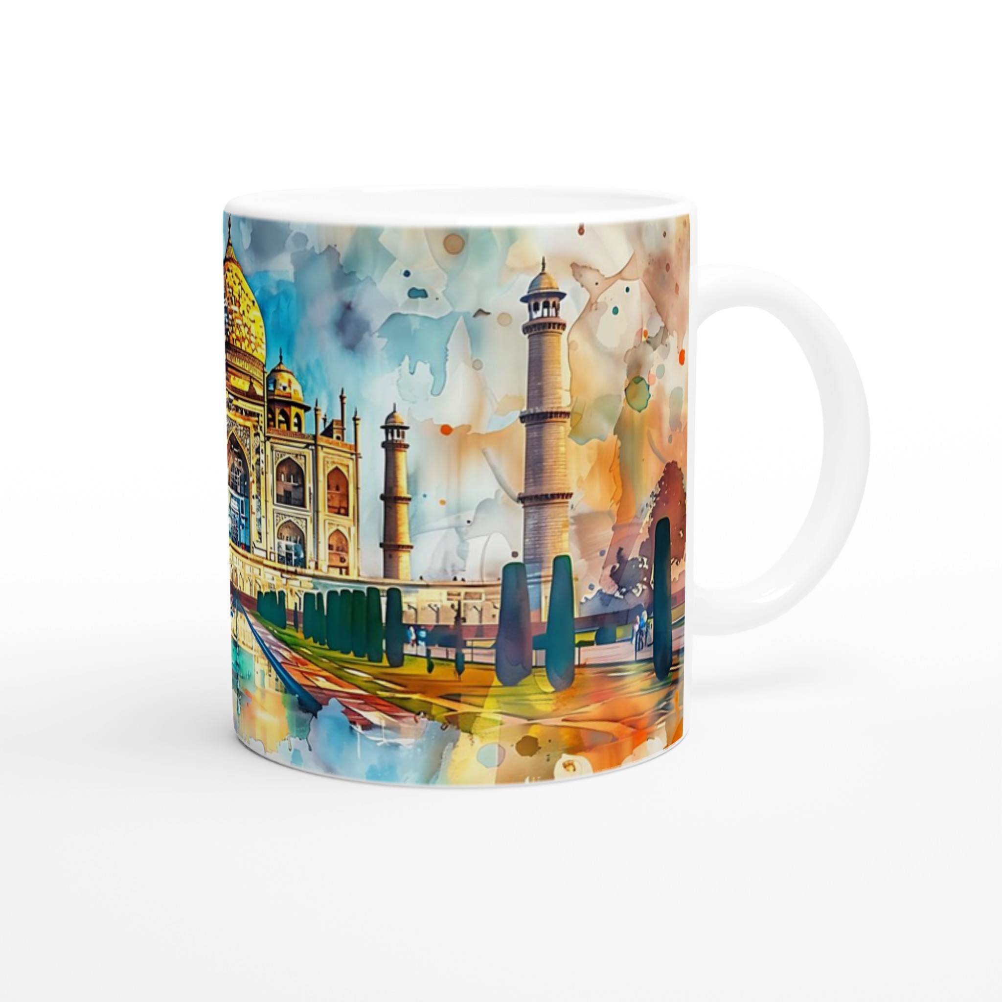 Taj Mahal Akvarellmugg – Konstnärlig 11 oz keramikmugg i ditt val av sju livfulla färger 9 f78f9b7a-0ac8-48fe-a01a-cb0247febacc