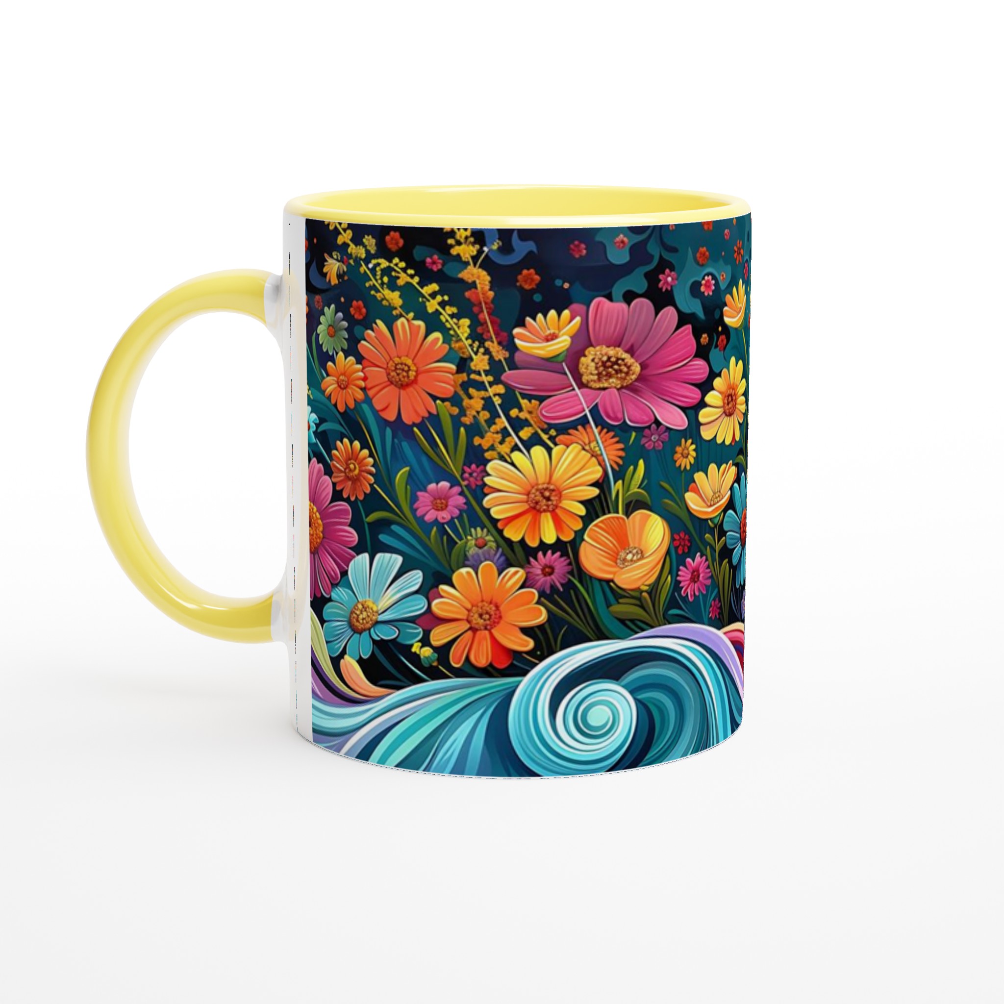 Blomstrande Fält Keramikmugg - 11oz färgglad kaffekopp för en konstnärlig start på dagen 3 f790bd08-6ddd-44af-9f64-b5552511f712