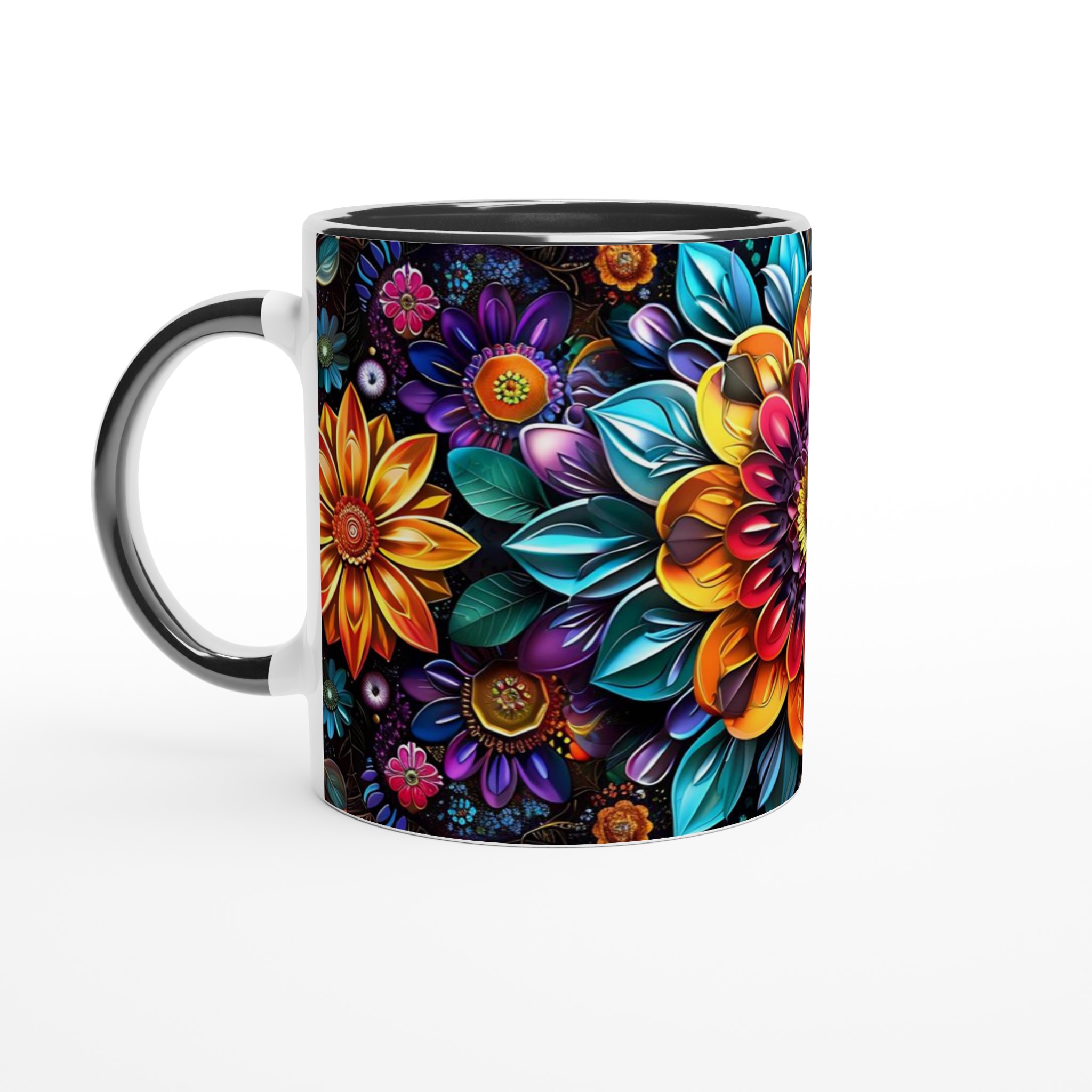 Mångfärgad Floral 11oz Keramisk Mugg – Konstfullt Tryck, Välj Bland Flera Färger 4 f7954823-7354-4730-930d-046db35f1071