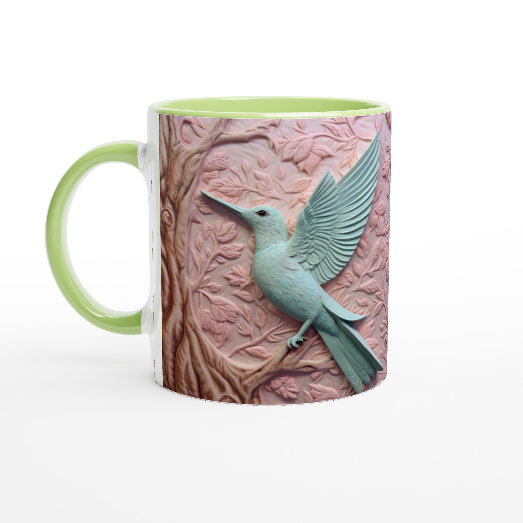 Vit 11oz keramisk mugg med eleganta pastellfåglar – välj bland sju vackra färger 7 f7c6b692-fe78-489f-8e64-f60fbc67881c