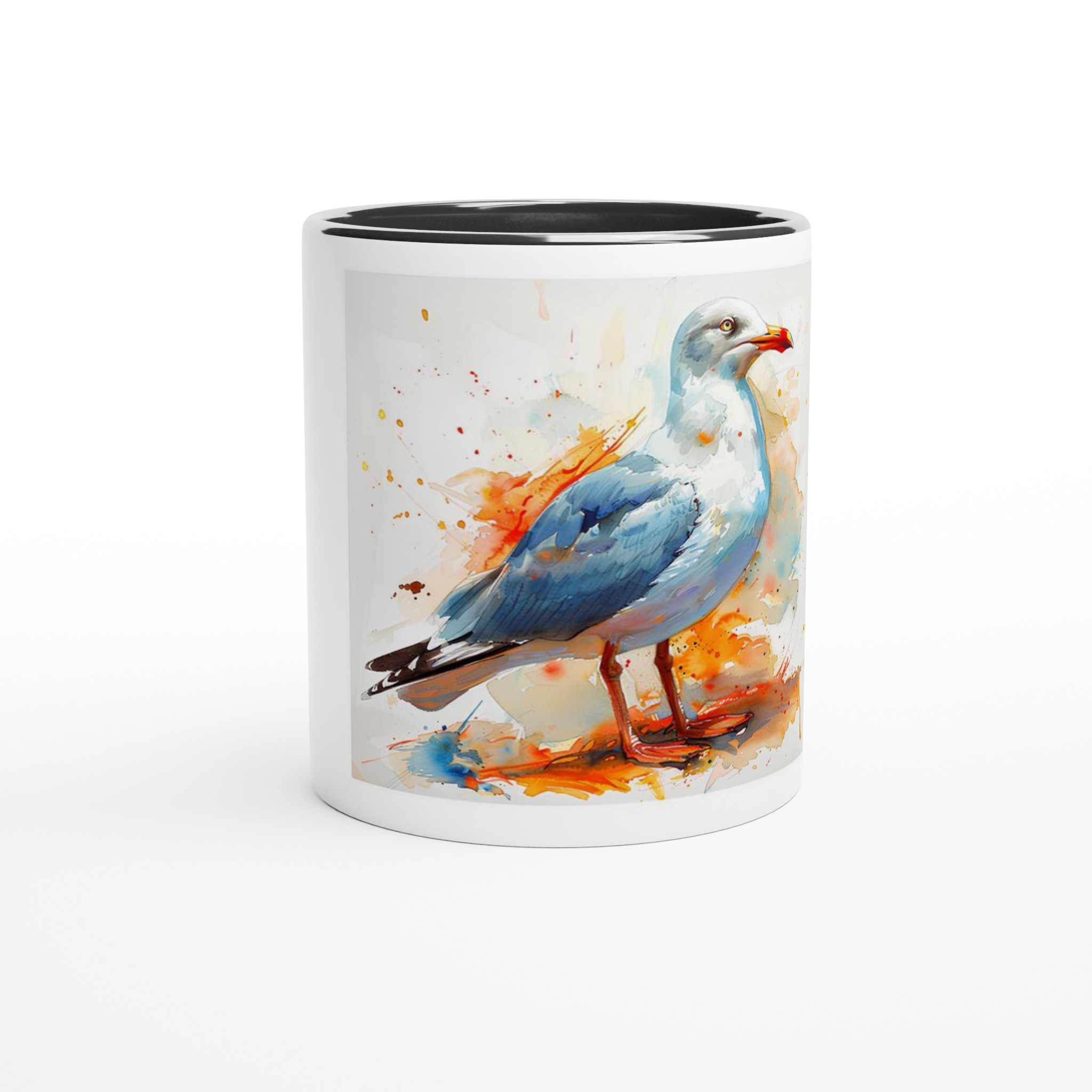 Akvarell Mås Keramisk Mugg – Färgglad Havsinspirerad Kaffekopp med 6 Valfria Innerfärger 6 f7c71b86-b7f0-415e-a8b6-644263905a94