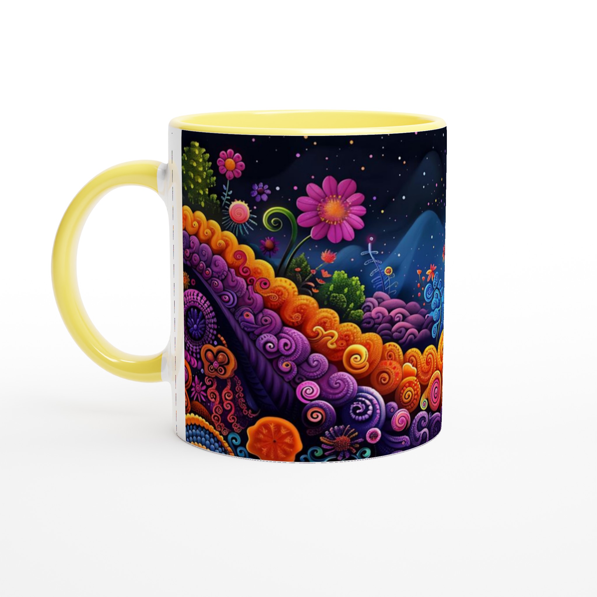 Psykedelisk Blomsterdröm Mugg - 11oz Keramikmugg i Livfulla Färger för Kaffe & Te 3 f7de4f54-5ce0-43c8-9b70-84e3c11f07f1