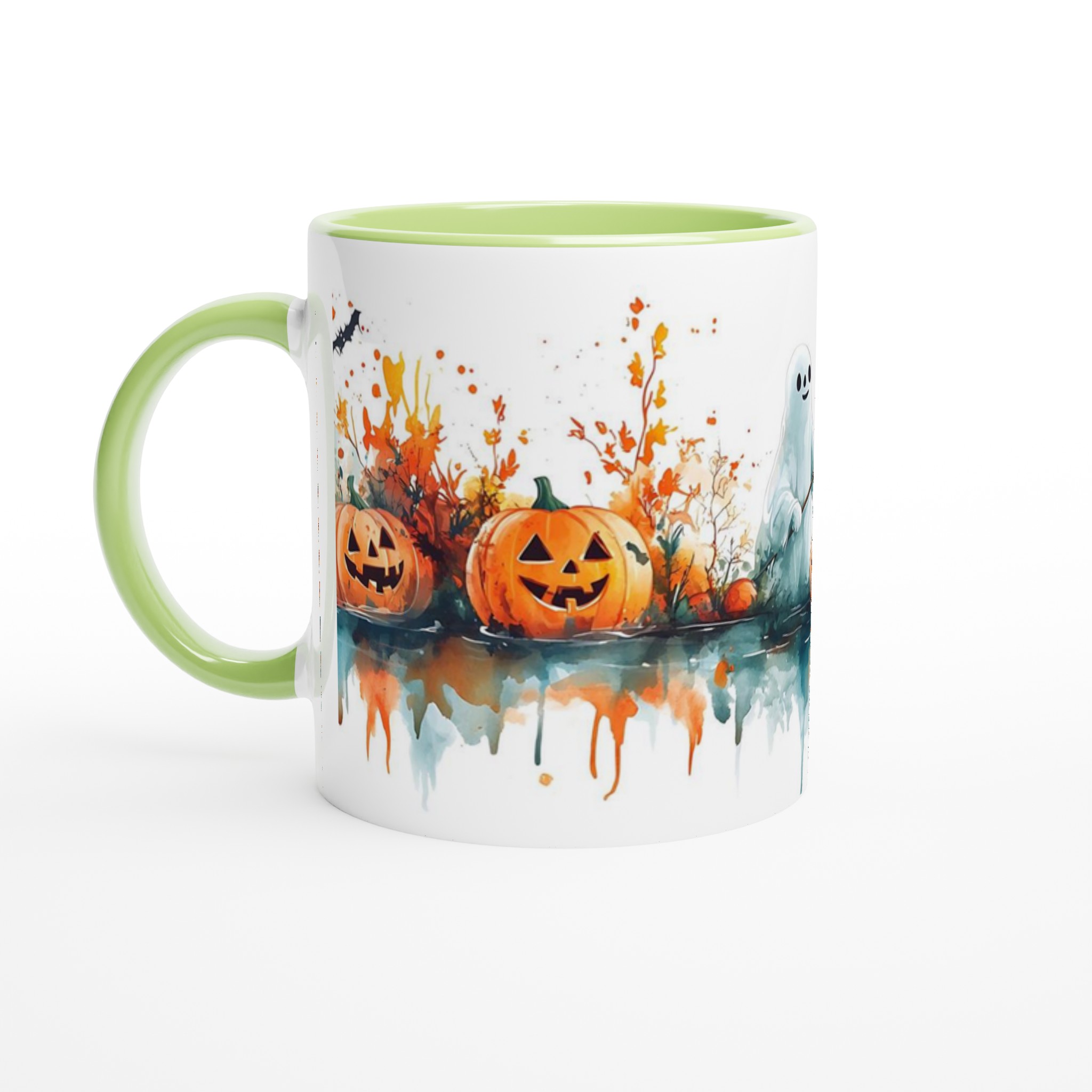 Bus eller godis? Spöket och Pumpan 11oz Keramisk Mugg – Färgglad Halloween Akvarell 7 f7f0c57a-21d4-4c98-a154-b8ad7ecbda2a