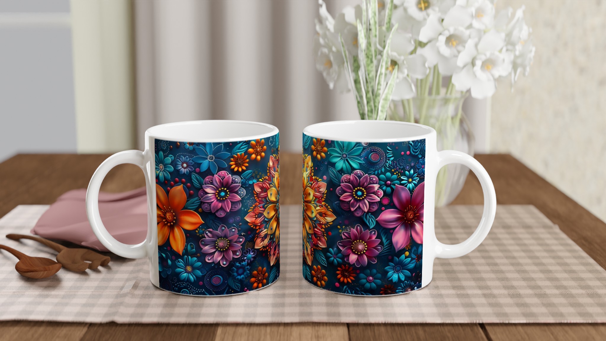 Mångfärgad blommig Mandala 11oz Keramisk Mugg – Konstnärlig Design i Flera Färger 10 f80d67ce-908f-4f53-b3d9-c2056fa1c68c